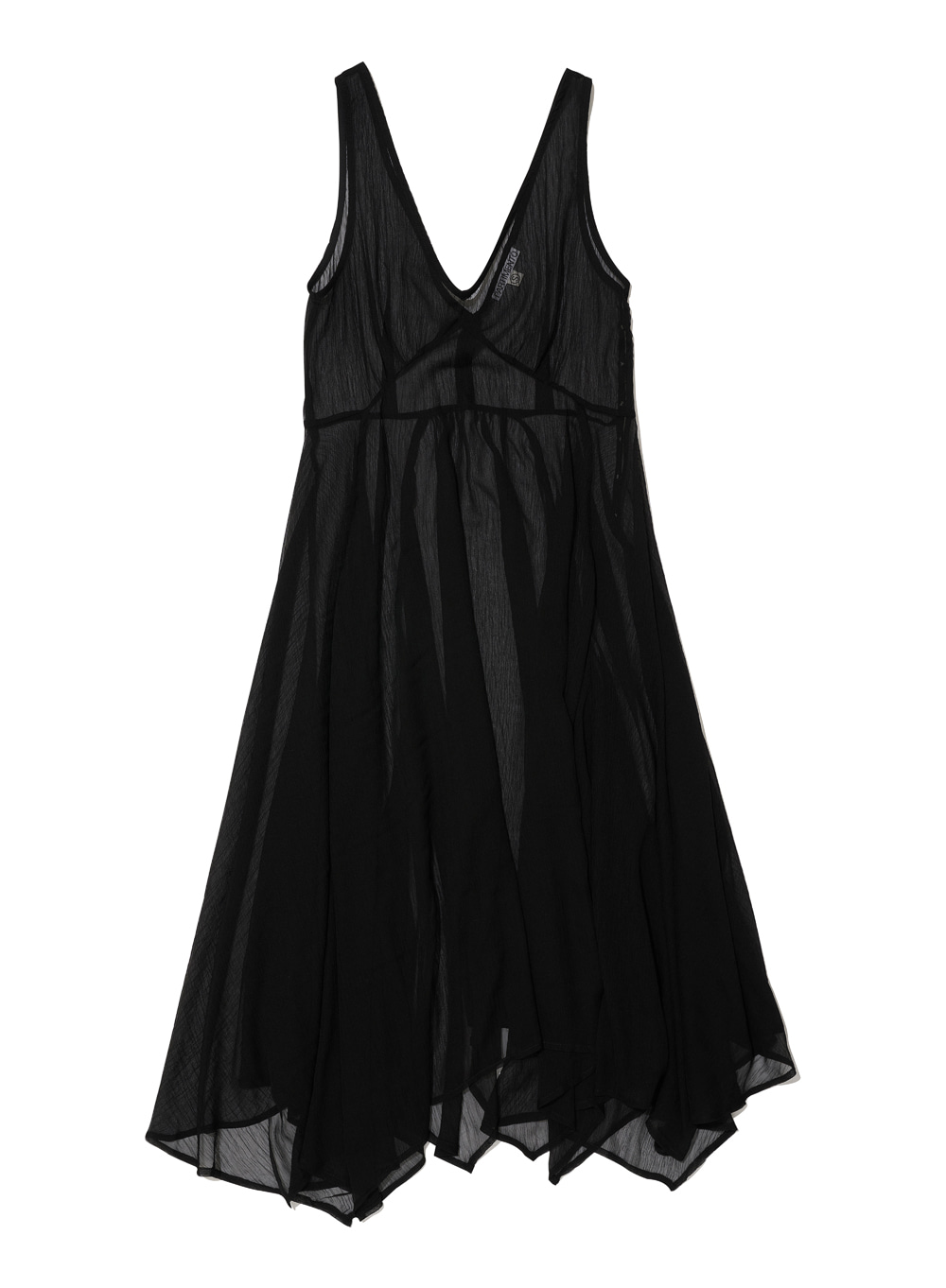 [WOMEN] SHEER UNBALANCE LAYERED DRESS_BLACK