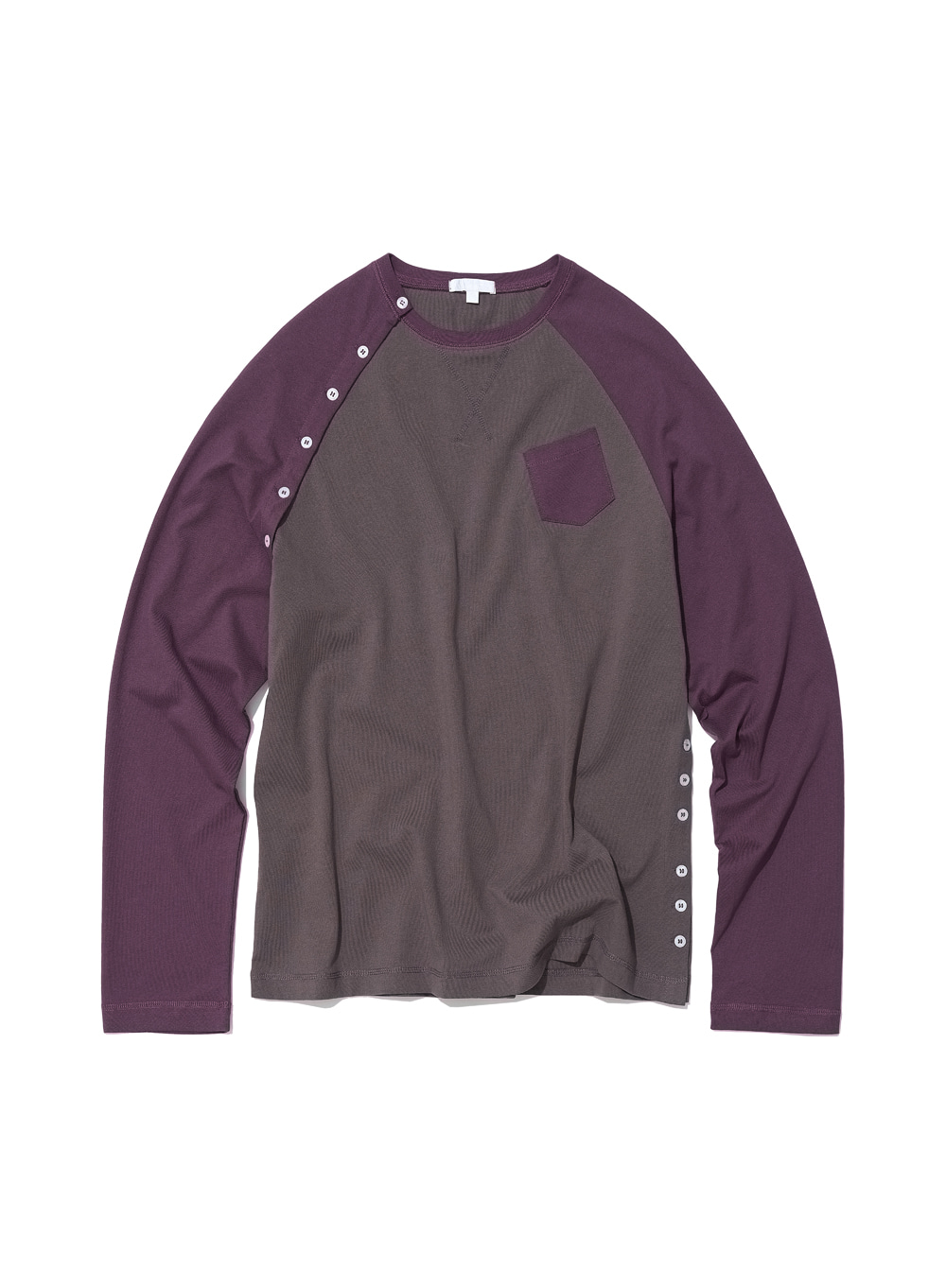 [WOMEN] PWC BUTTON-UP POCKET RAGLAN TEE_RED BEAN