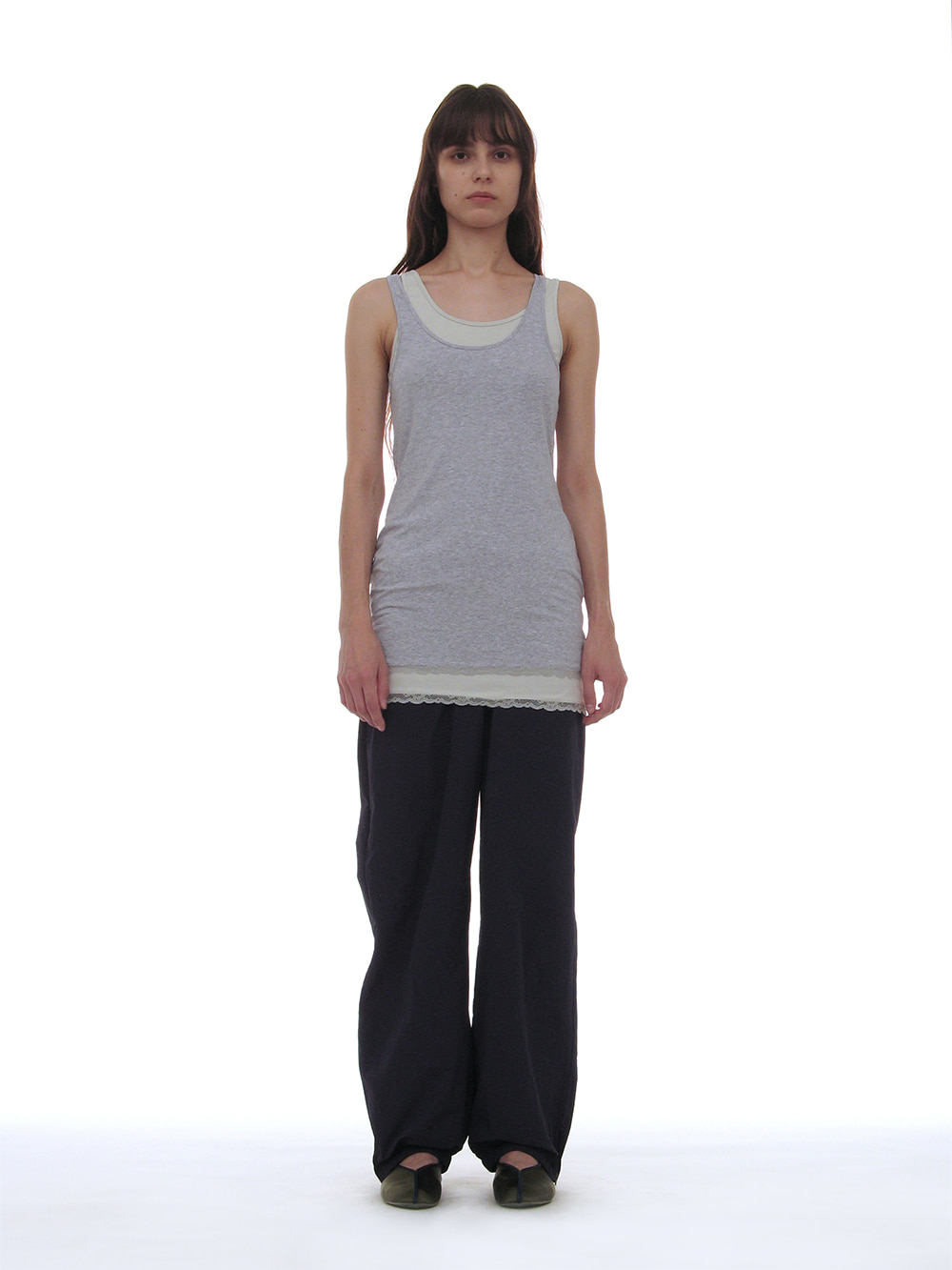 [WOMEN] PWC LACE TRIM 2-IN-1 SLEEVELESS DRESS TOP_MELANGE