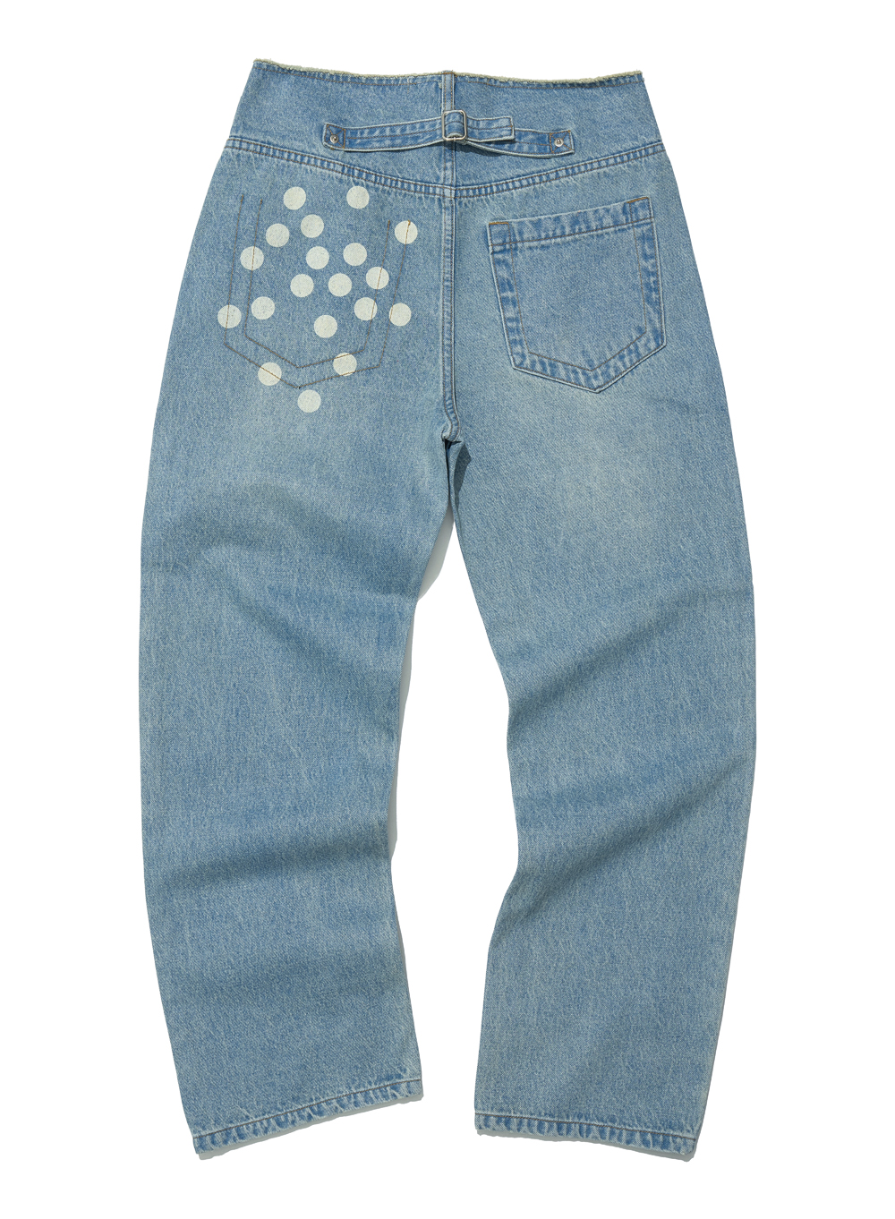 【PARTIMENTO】CUT-OFF WAIST DOT PRINTED JEANS デニムパンツ WOMEN] CUT-OFF WAIST DOT PRINTED JEANS_LIGHT BLUE - 파르티