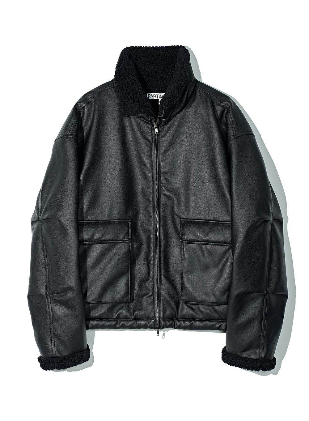 Leather Boa Fleece Mouton Jacket_Black | 파르티멘토_USD