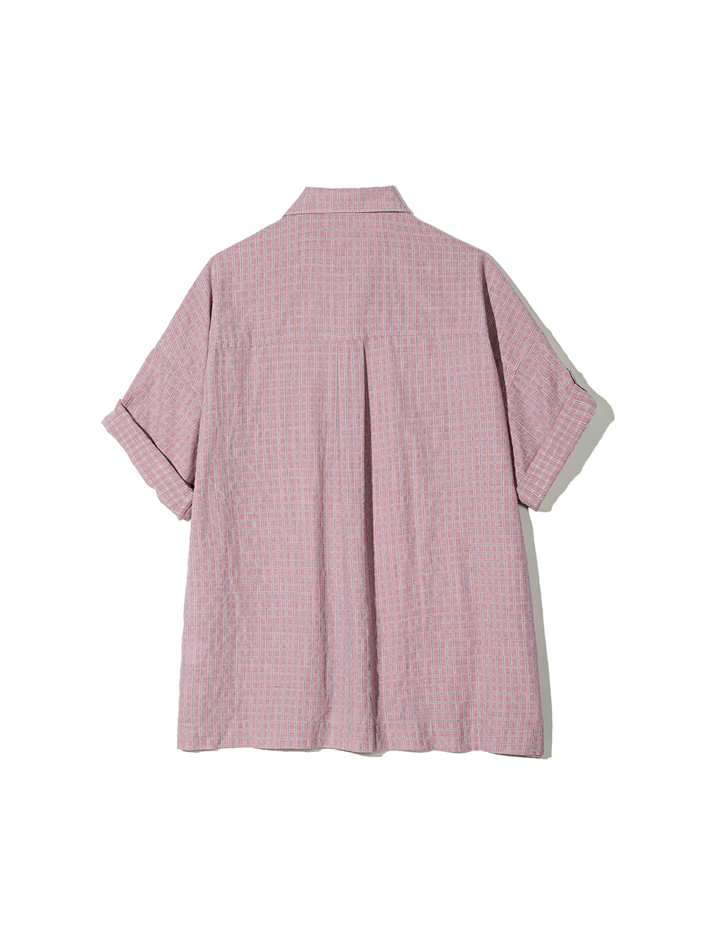 トップスその他 PARTIMENTO Classic Check Boxy Overfit Roll-up Shirt Off Whit Classic Check Boxy Overfit Roll up Half Shirts_Vintage Red