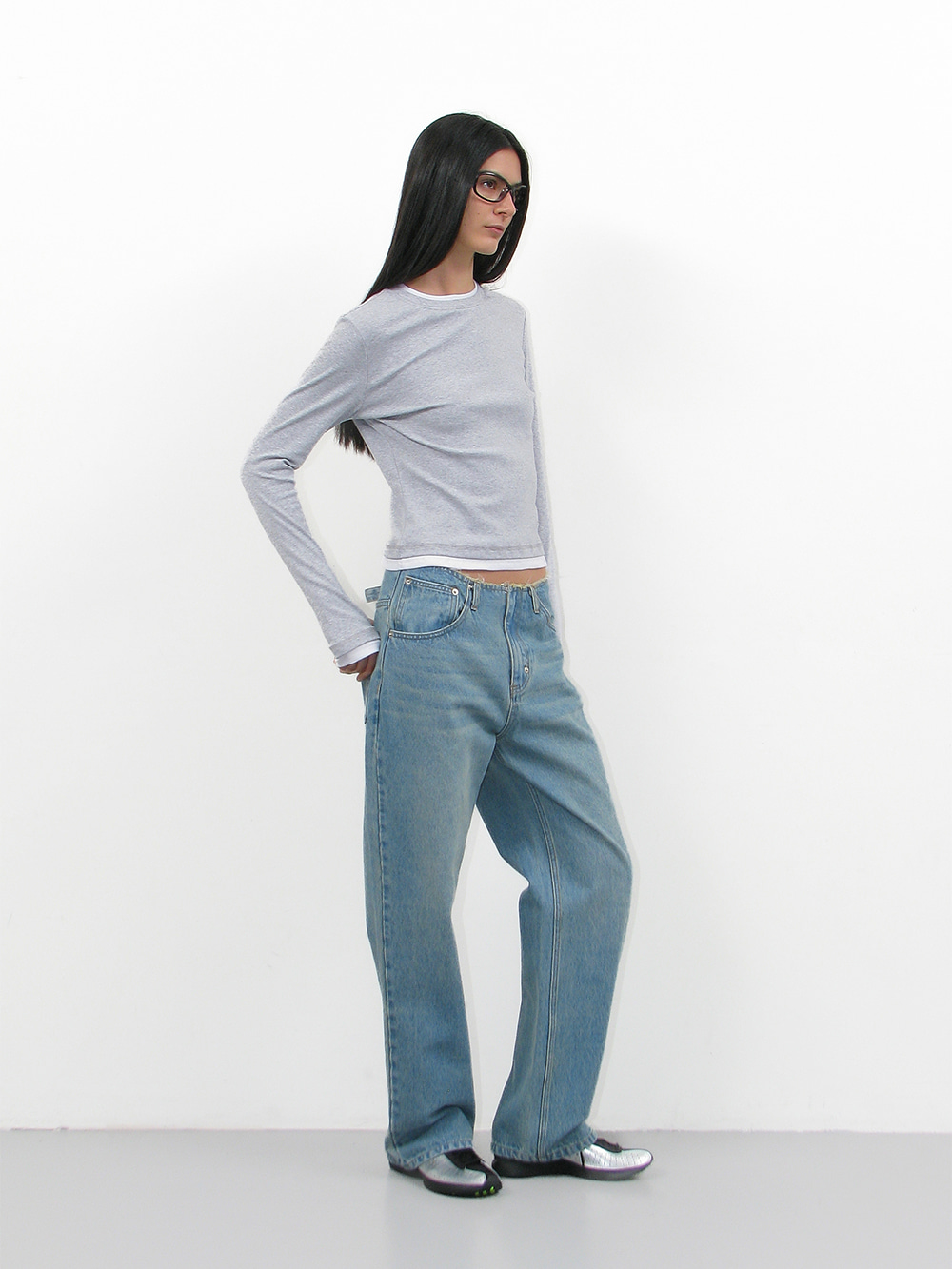【PARTIMENTO】CUT-OFF WAIST DOT PRINTED JEANS デニムパンツ WOMEN] CUT-OFF WAIST DOT PRINTED JEANS_LIGHT BLUE - 파르티
