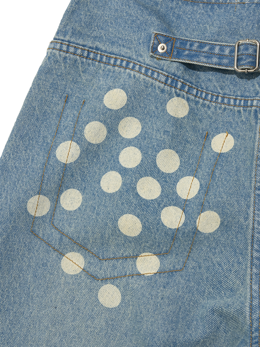 【PARTIMENTO】CUT-OFF WAIST DOT PRINTED JEANS デニムパンツ WOMEN] CUT-OFF WAIST DOT PRINTED JEANS_LIGHT BLUE - 파르티