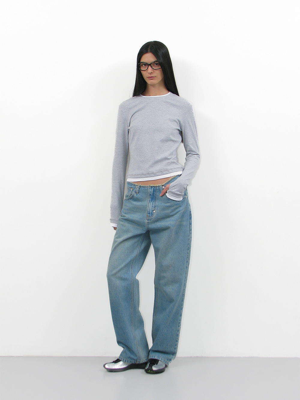 【PARTIMENTO】CUT-OFF WAIST DOT PRINTED JEANS デニムパンツ WOMEN] CUT-OFF WAIST DOT PRINTED JEANS_LIGHT BLUE - 파르티