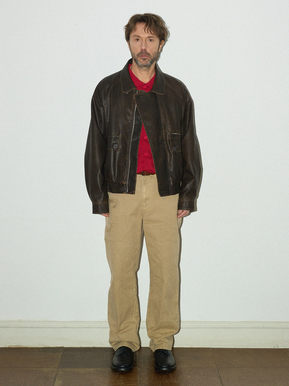 【PARTIMENTO】WASHED LEATHER BOMBER JACKET レザージャケット Washed Leather Bomber Jacket Brown - illigo | 60% - Asian