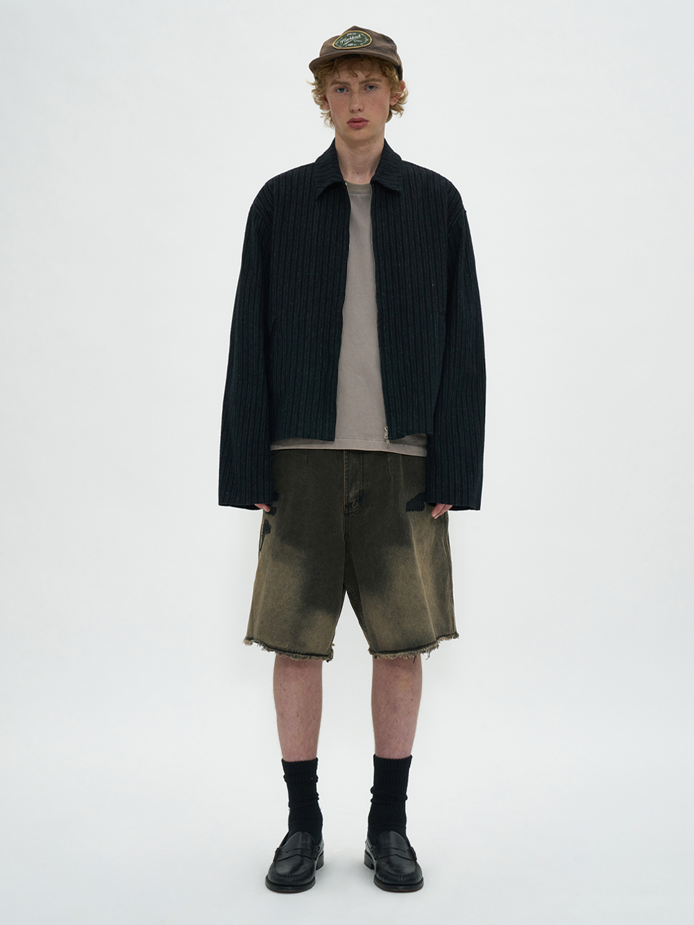ジャケット・アウター Partimento Striped wide crop jacket MUSINSA | PARTIMENTO Striped wide crop jacket black