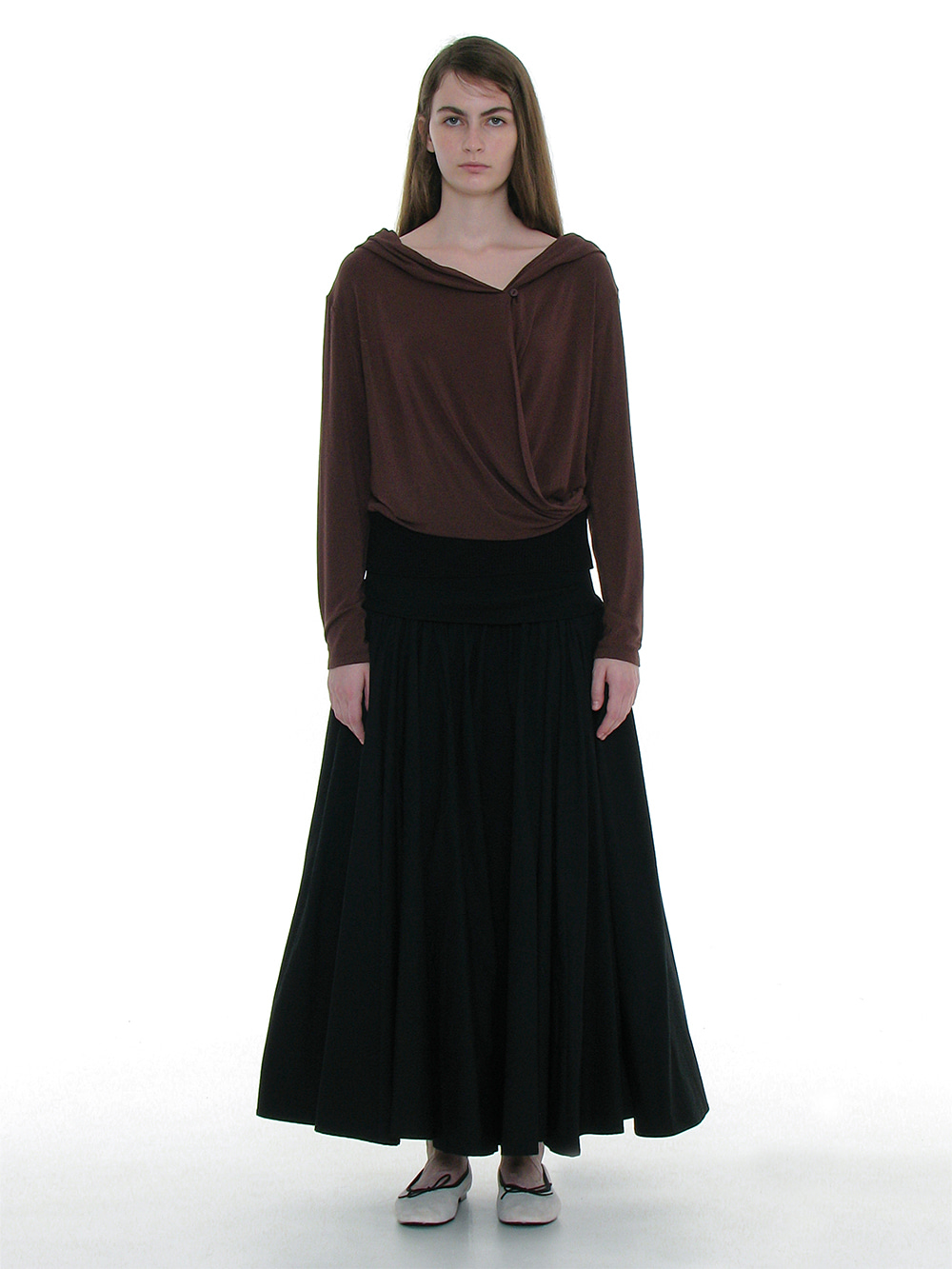 【PARTIMENTO】★ VOLUME FLARE MAXI SKIRT ★ 5 COLOR WOMEN] VOLUME FLARE MAXI SKIRT_BLACK - 파르티멘토_USD