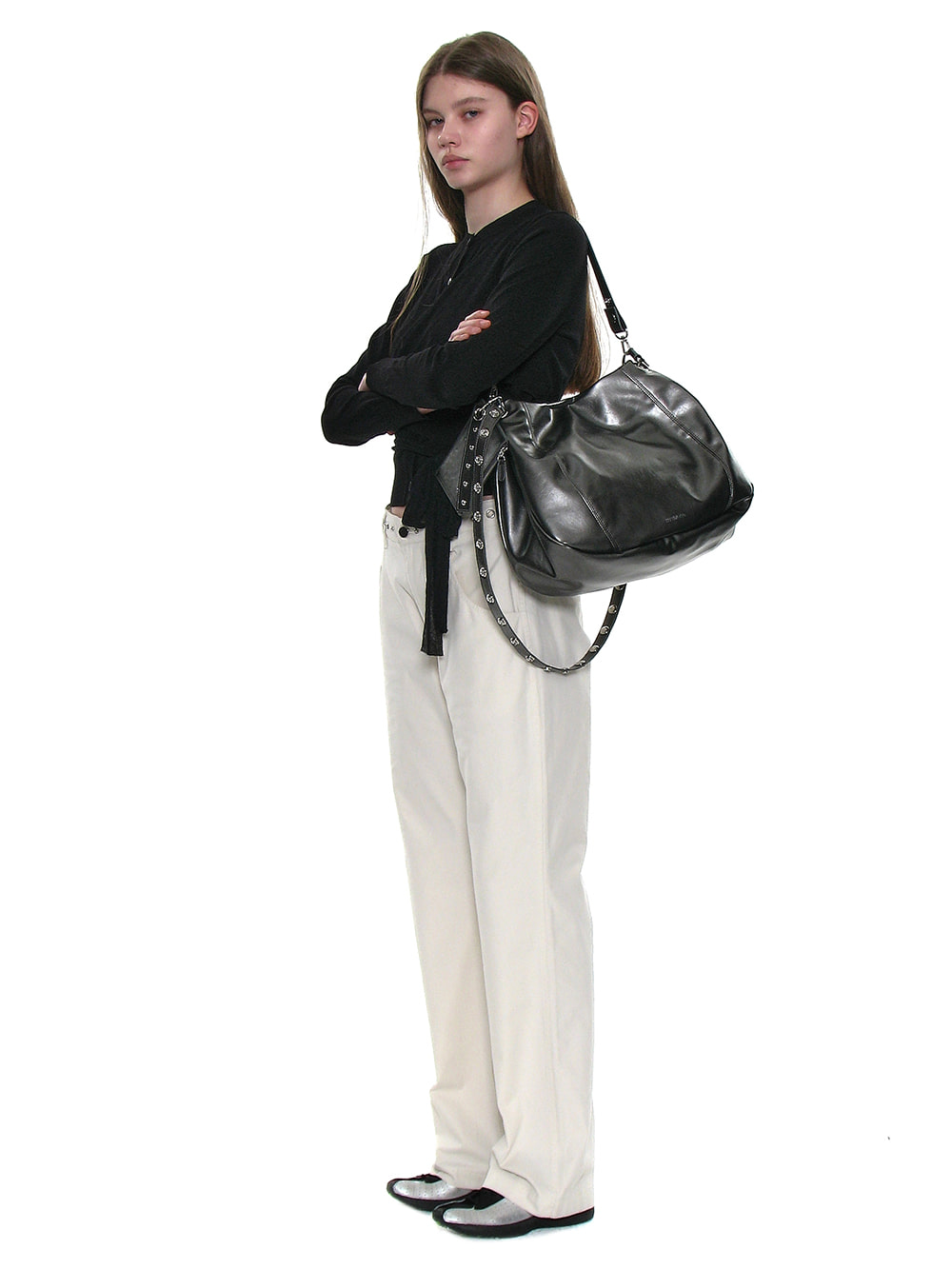 韓国商品/PARTIMENTO WOMEN 2WAY LEATHER HOBO BAG WOMEN] 2WAY LEATHER HOBO BAG_GUNMETAL - 파르티멘토_USD