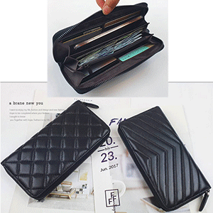 MD38 천연 리얼 레더 양가죽 블랙 명함 동전 지폐 카드지갑 심플 베이직 클래식 핸드폰 수납 지퍼 장지갑