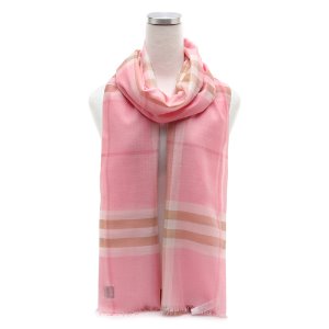 BURBERRY 버버리 체크 울 실크 스카프 MU GIANT CHECK GAUZE 8024520 CANDY PINK