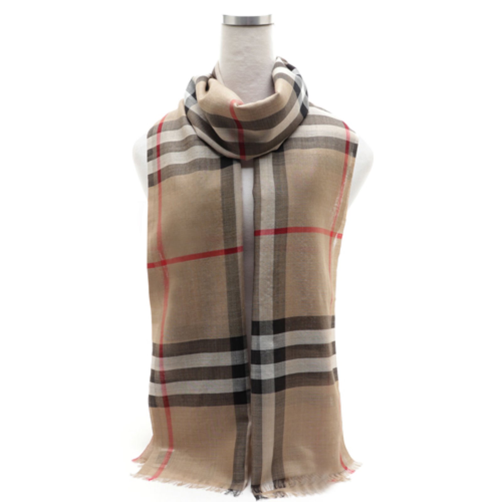 BURBERRY 버버리 체크 울 실크 스카프 MU GIANT CHECK GAUZE 8018468 ARCHIVE BEIGE