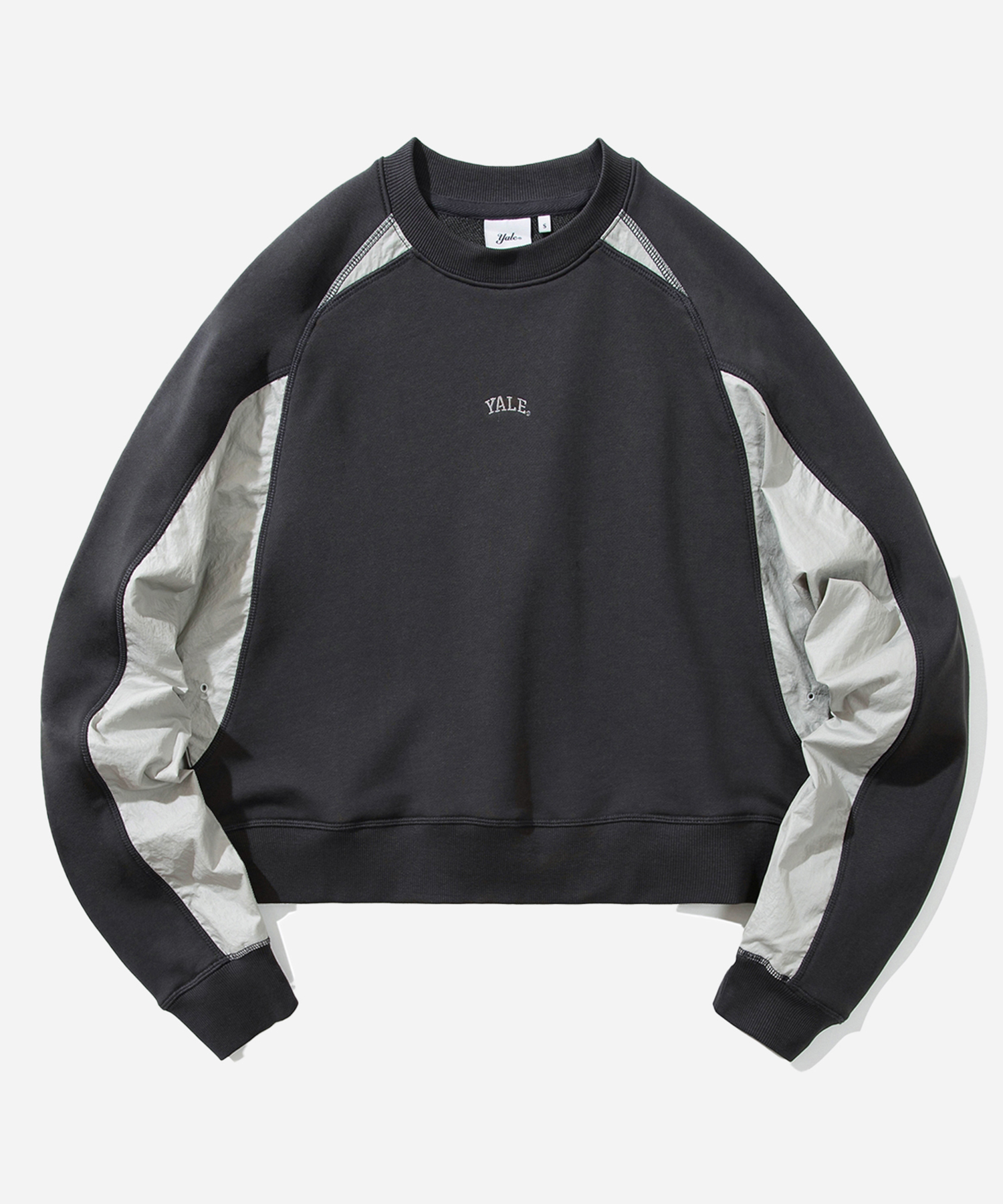 [ONEMILE WEAR] FABRIC MIXED CROP CREWNECK CHARCOAL