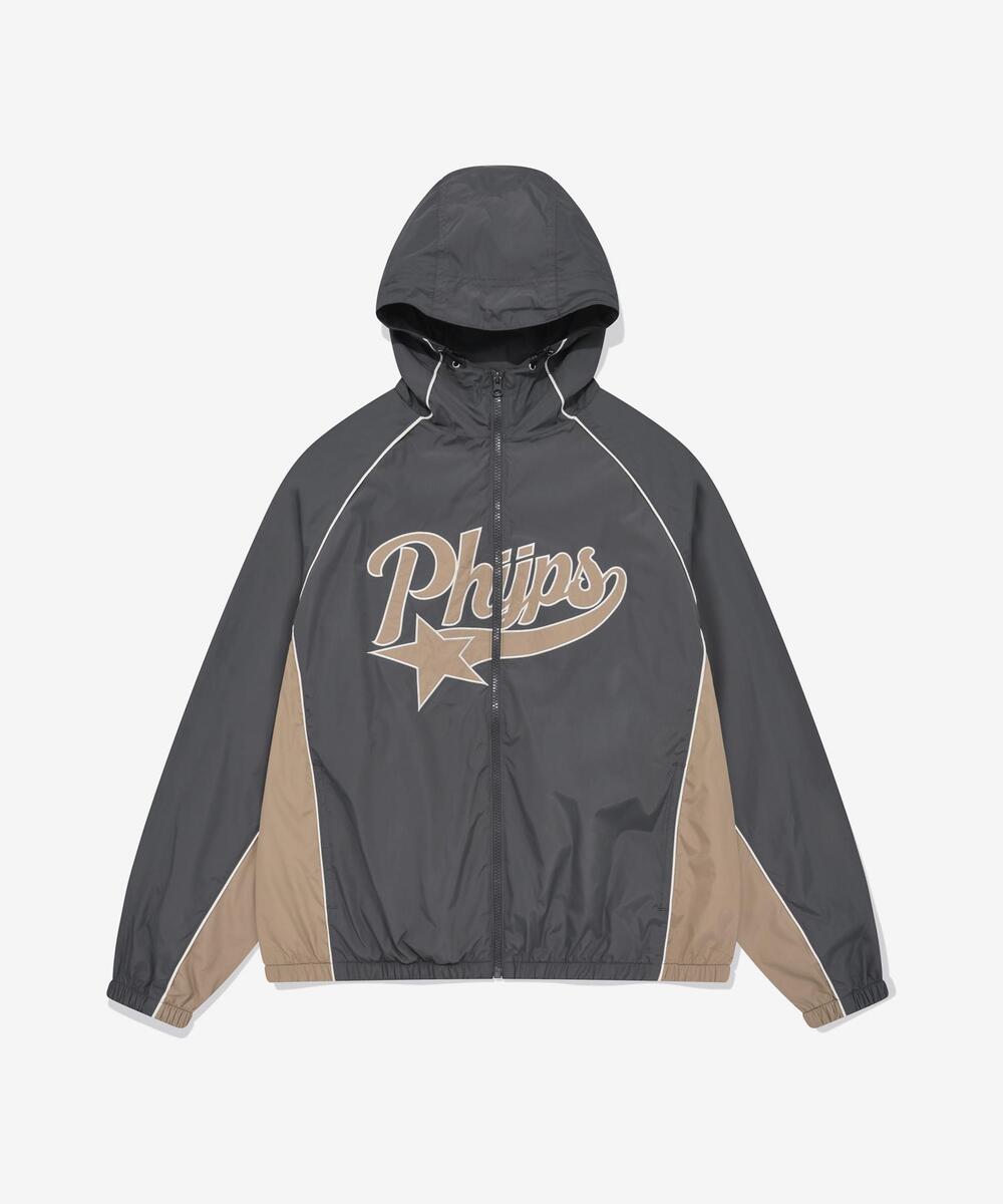 PIPING STAR TAIL HOODIE TRACK JACKET CHARCOAL