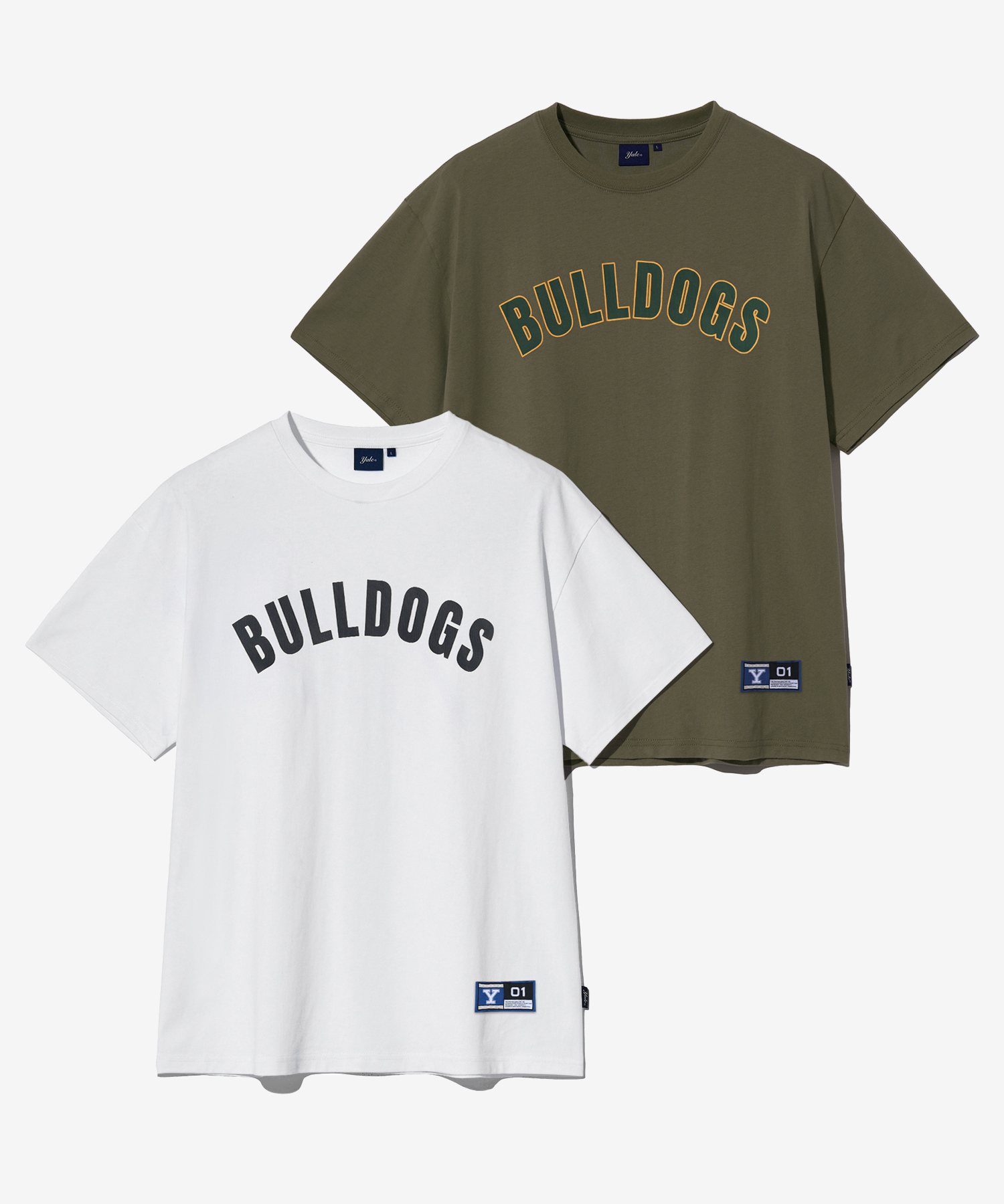 [6/3 예약발송] 2PACK) BULLDOGS ARCH T-SHIRT WHITE / KHAKI