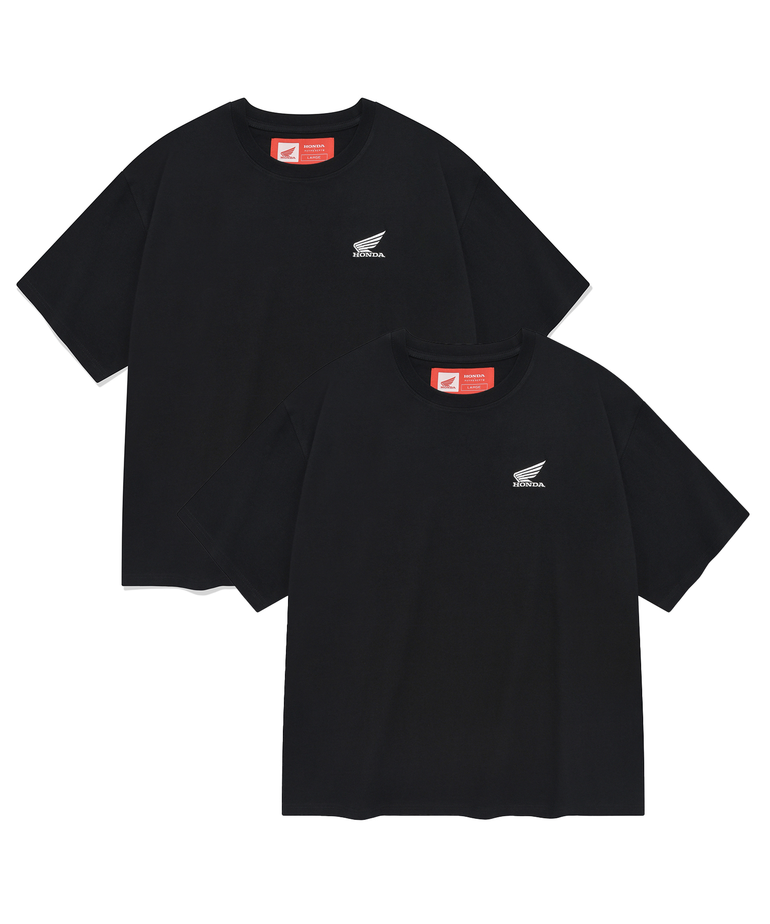 [2Pack] Honda Original Wing Logo Short Sleeve Black / Black