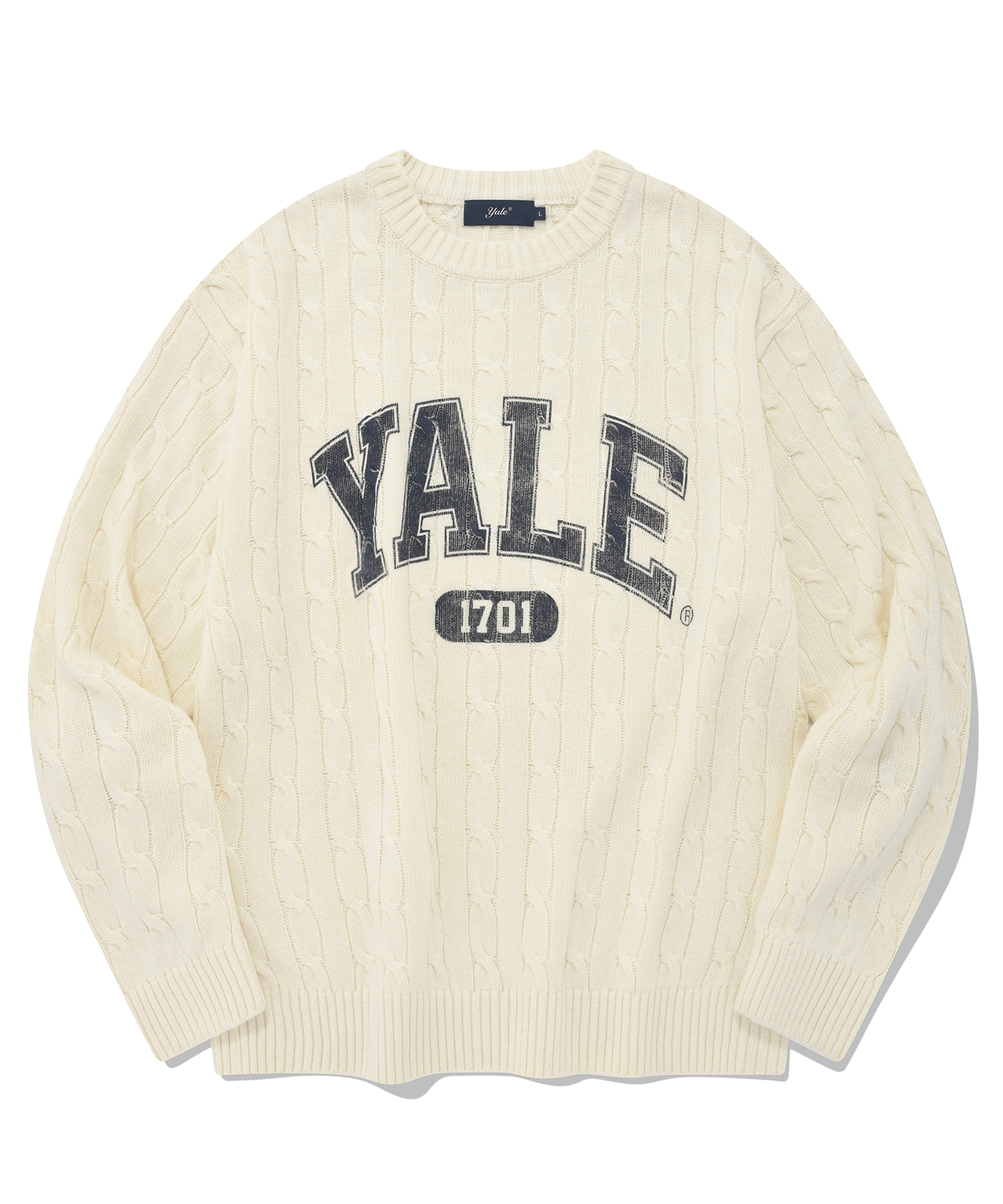 2 TONE ARCH LOGO CABLE KNIT IVORY
