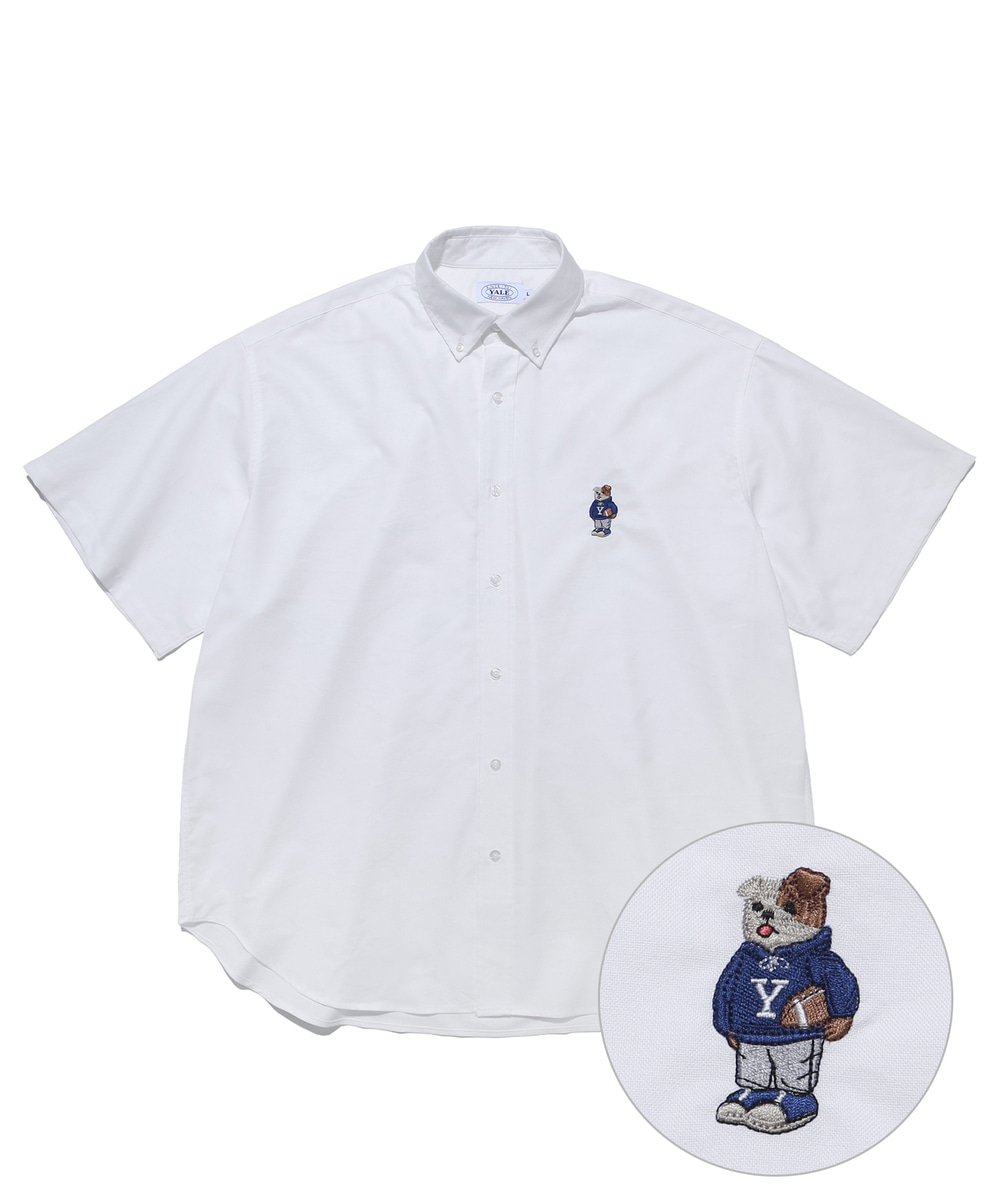 (OVERSIZED) EMBROIDERY OXFORD SS SHIRT WHITE