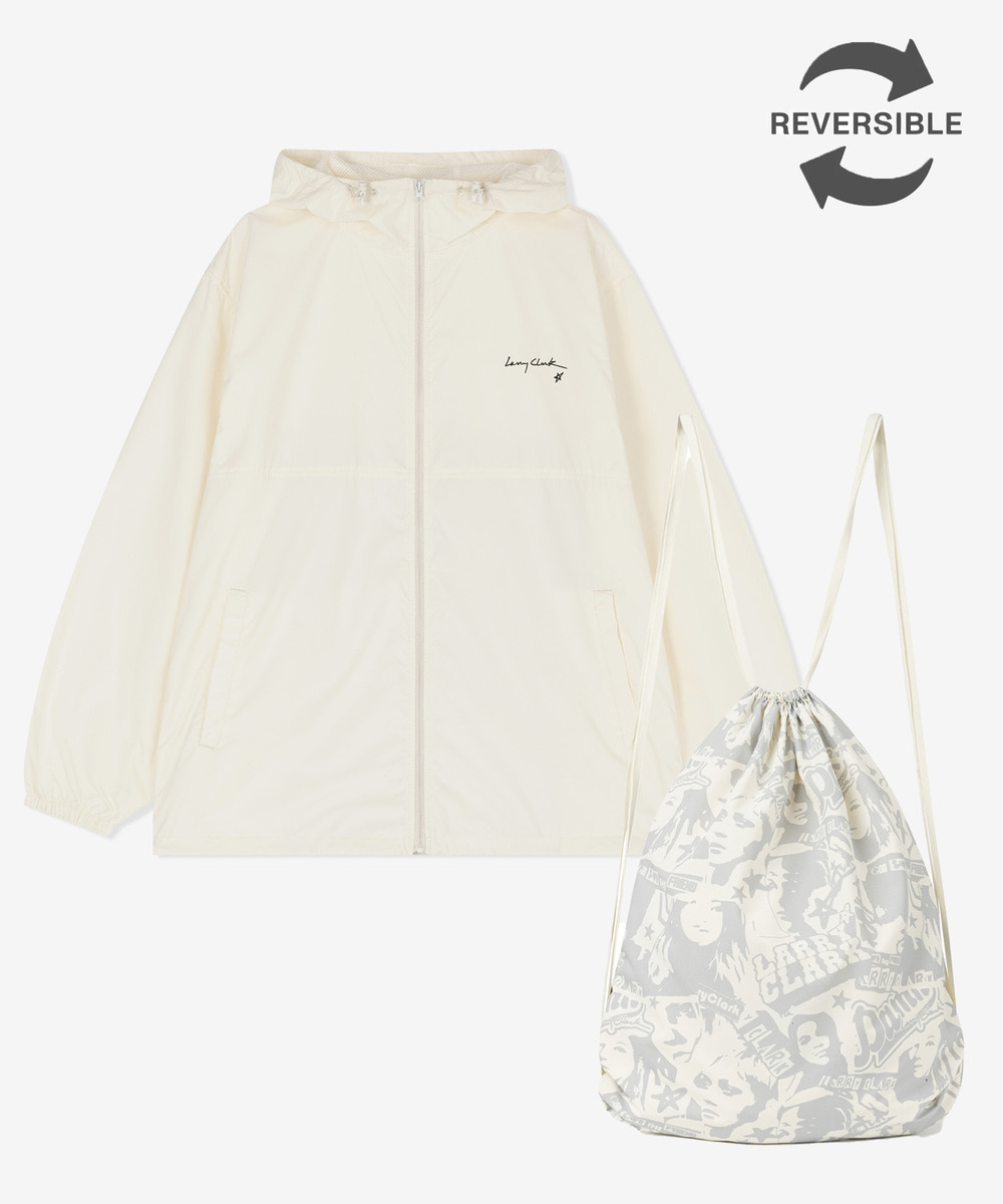 FACE GRAPHIC PACKABLE WIND BREAKER IVORY
