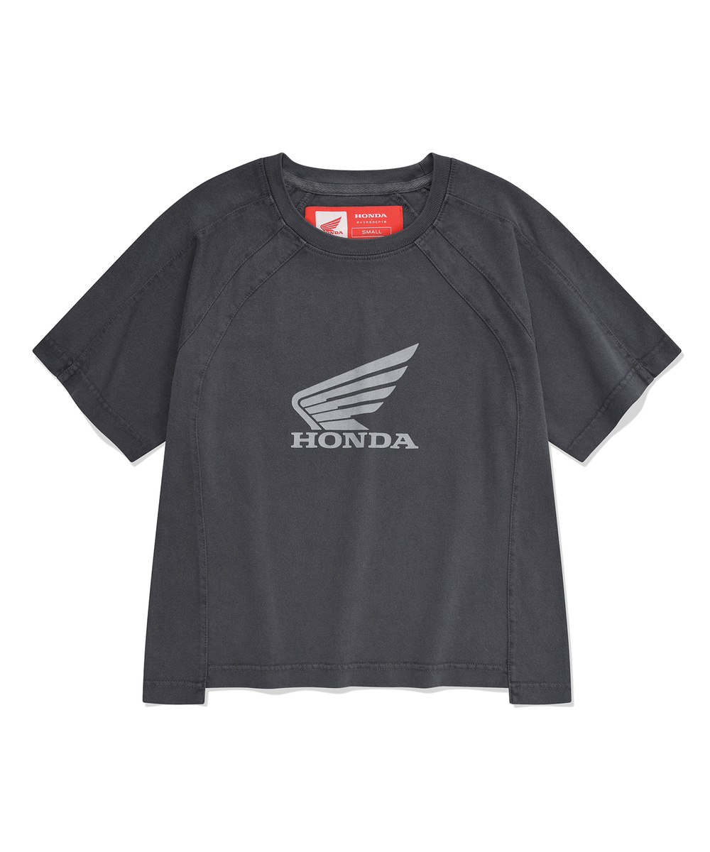 [Slim Fit] Honda Vintage Cutoff T-shirt Dying Blue Charcoal