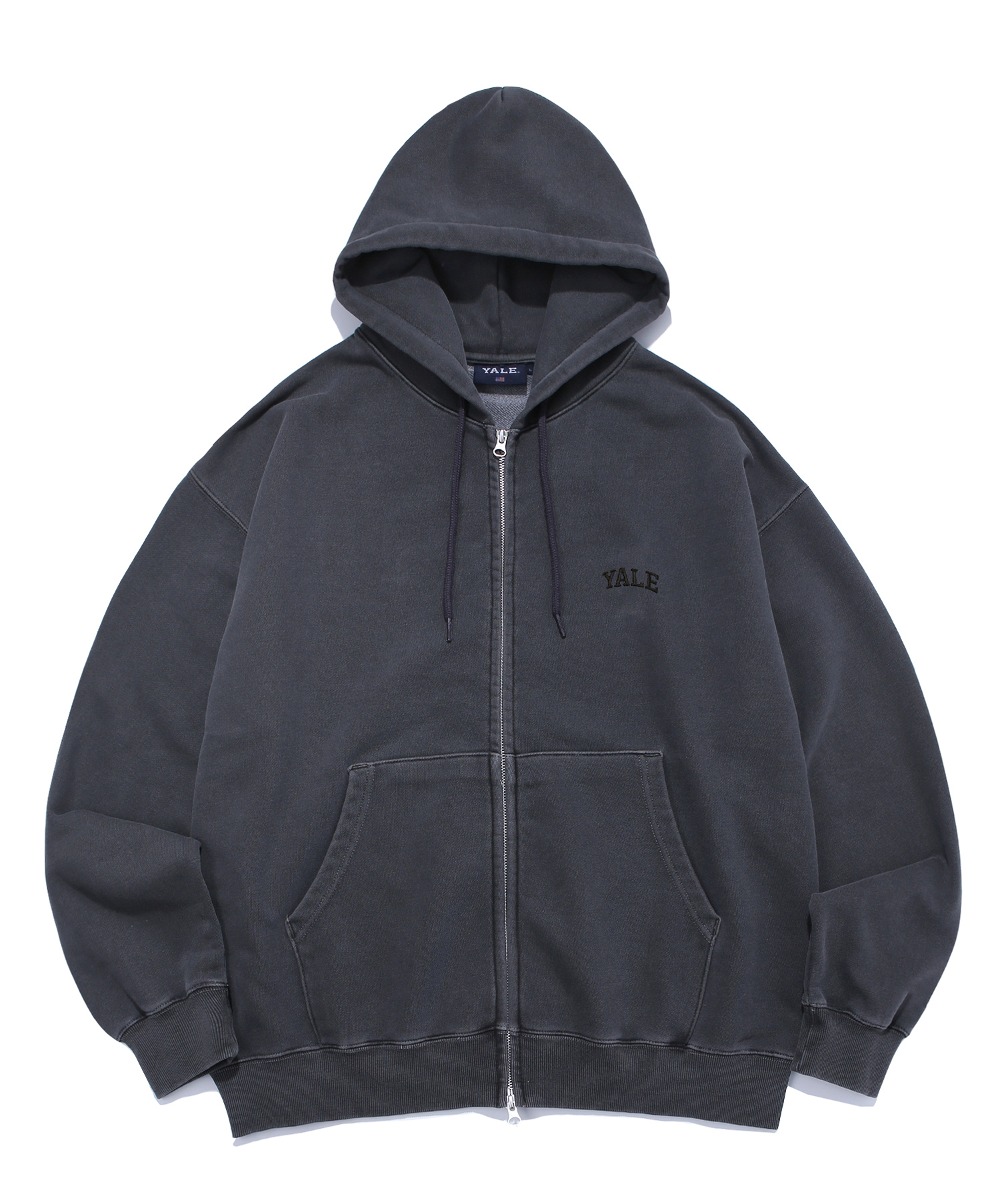 [ONEMILE WEAR] SMALL ARCH LOGO HOODIE ZIP UP PG CHARCOAL
