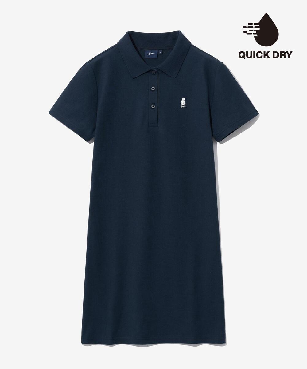 [COOL] WOMENS QUICK DRY PIQUE POLO ONE-PIECE NAVY