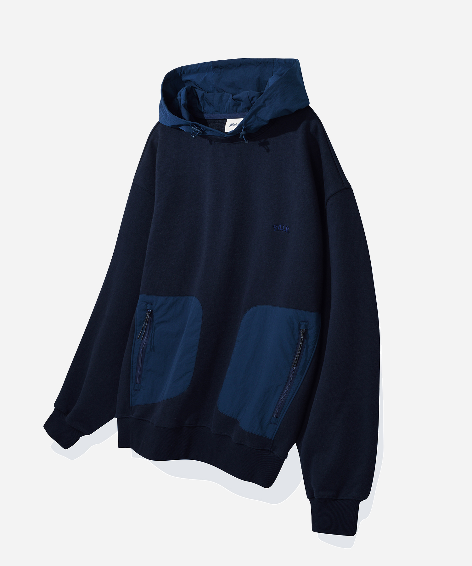 [ONEMILE WEAR] FABRIC MIXED SPORTY HOODIE NAVY