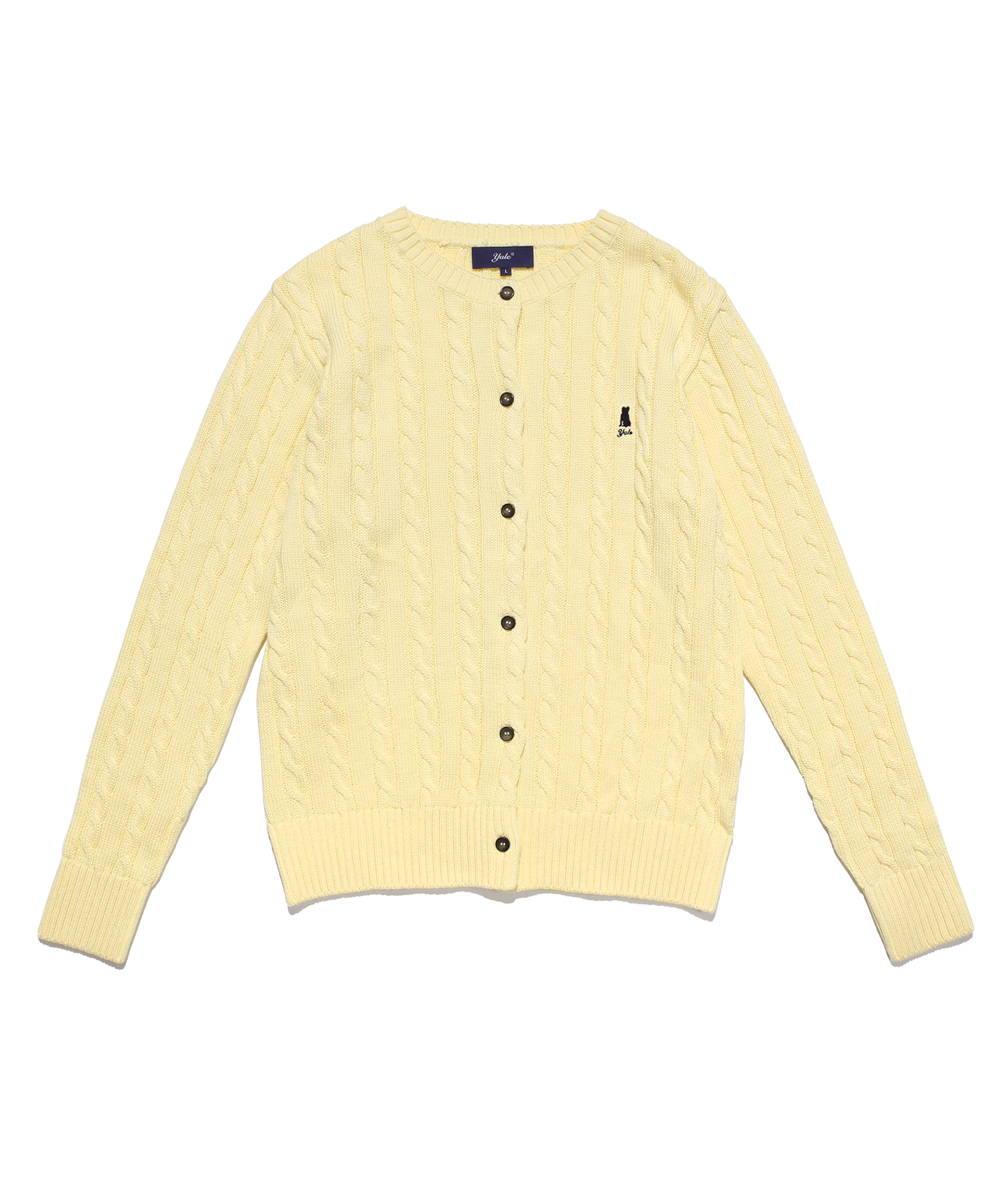 WOMENS HERITAGE CABLE KNIT CARDIGAN YELLOW