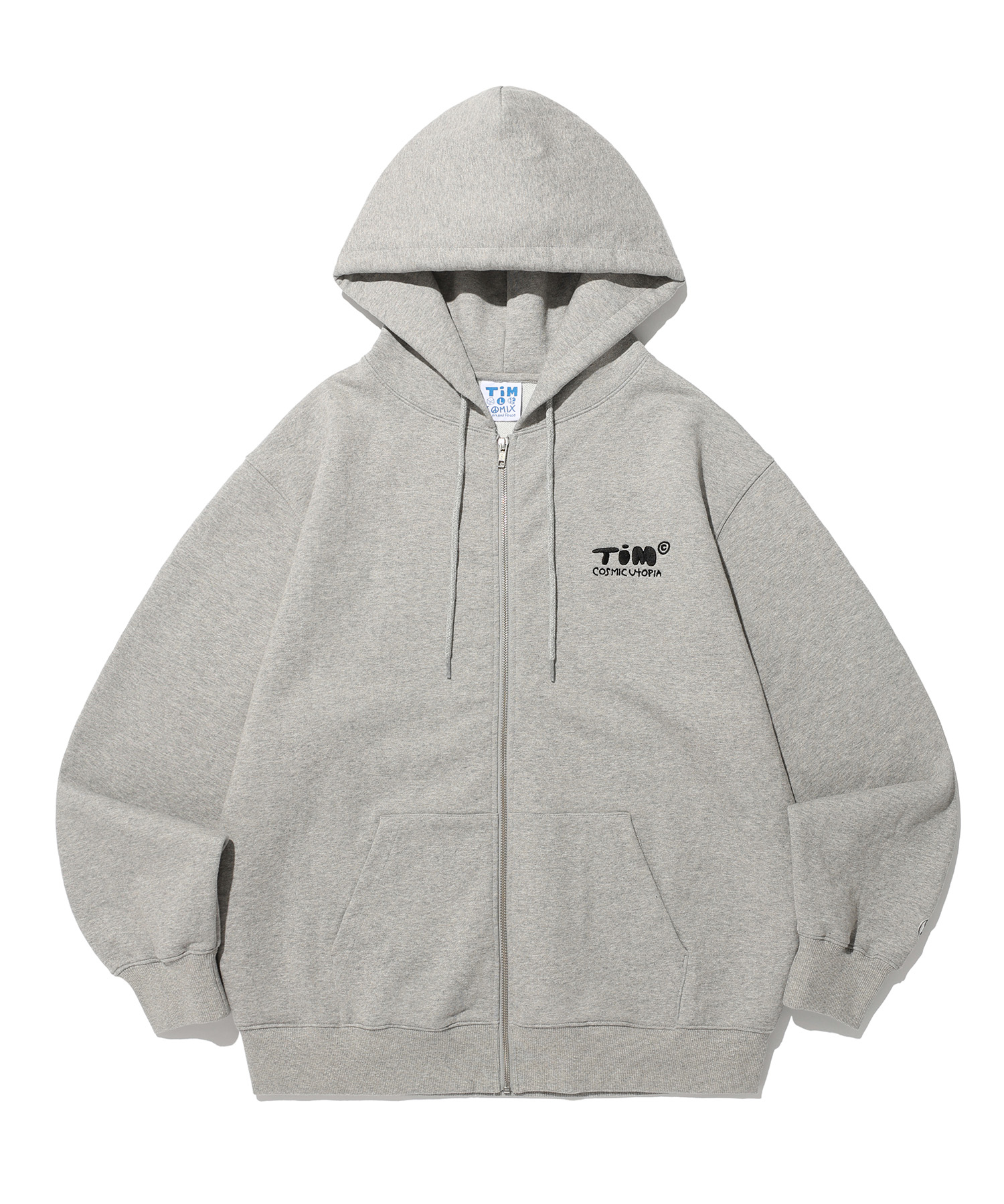 TIM ROUNDED TYPO HOODIE ZIP UP GRAY
