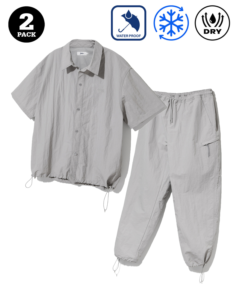 [ONEMILE WEAR] NYLON RELAXED FIT COACH SHIRT + CLIMBING PANTS LIGHT GRAY
