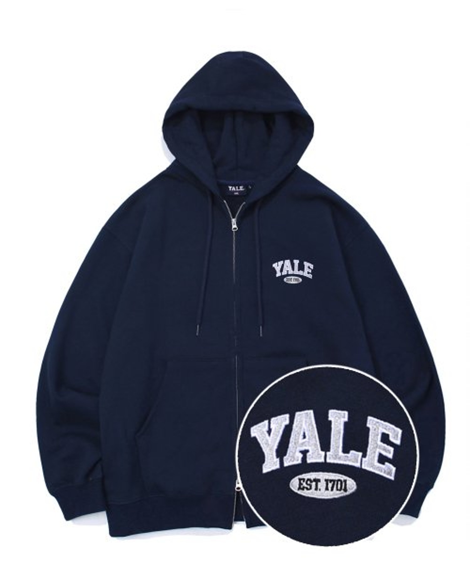 (22FW) SMALL 2 TONE ARCH HOODIE ZIP UP NAVY