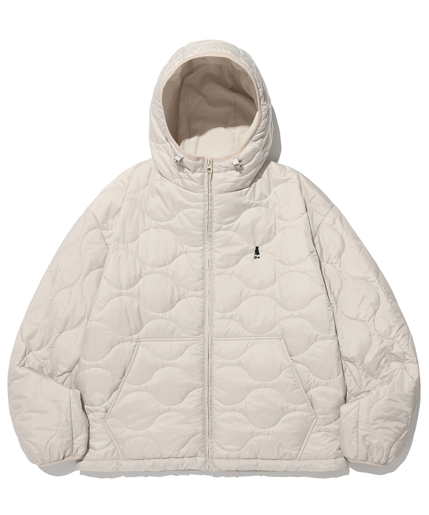 QUILTING HOODED ZIP UP IVORY