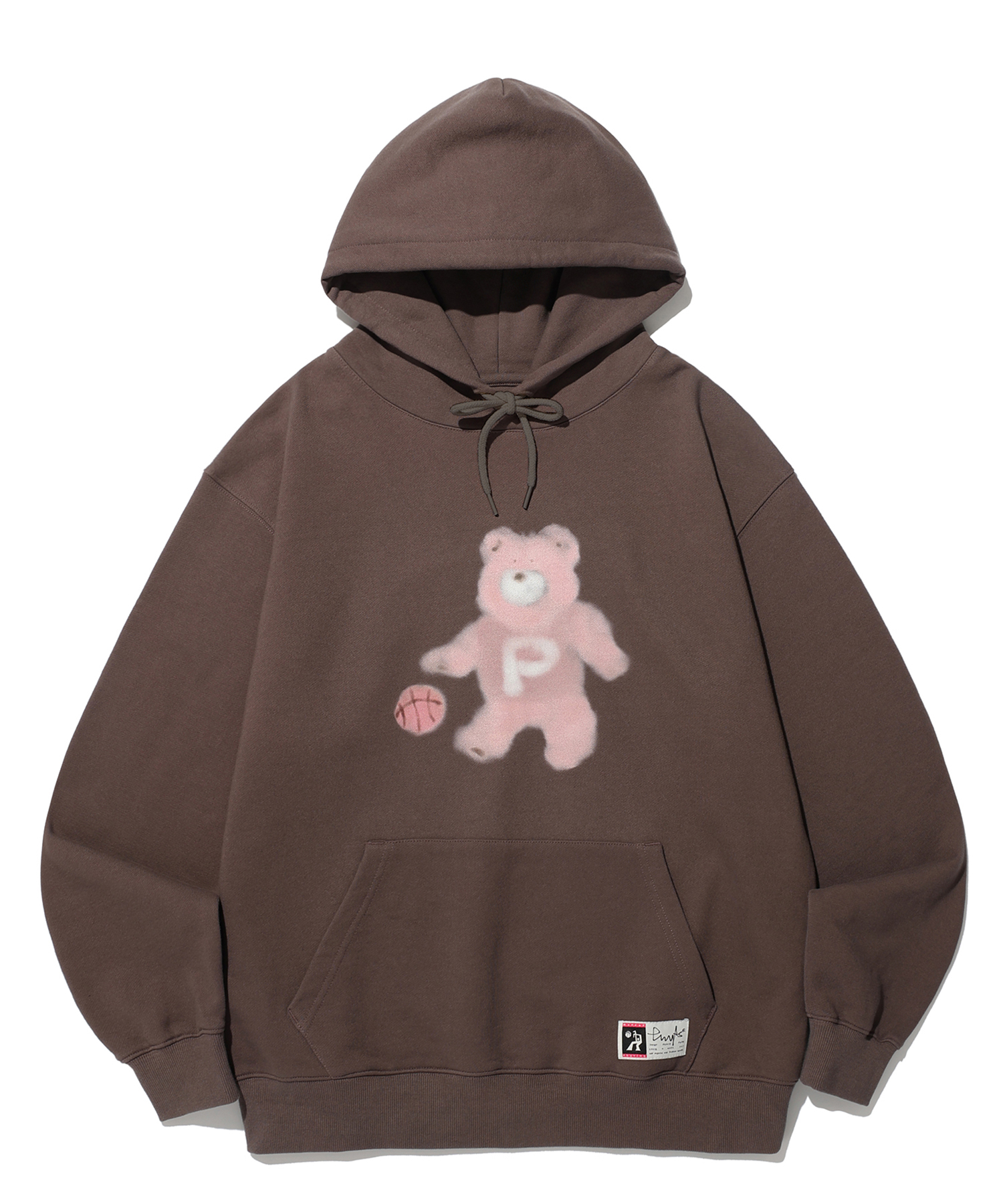 PHYPS® WATER COLOR BEAR HOODIE RED CHARCOAL