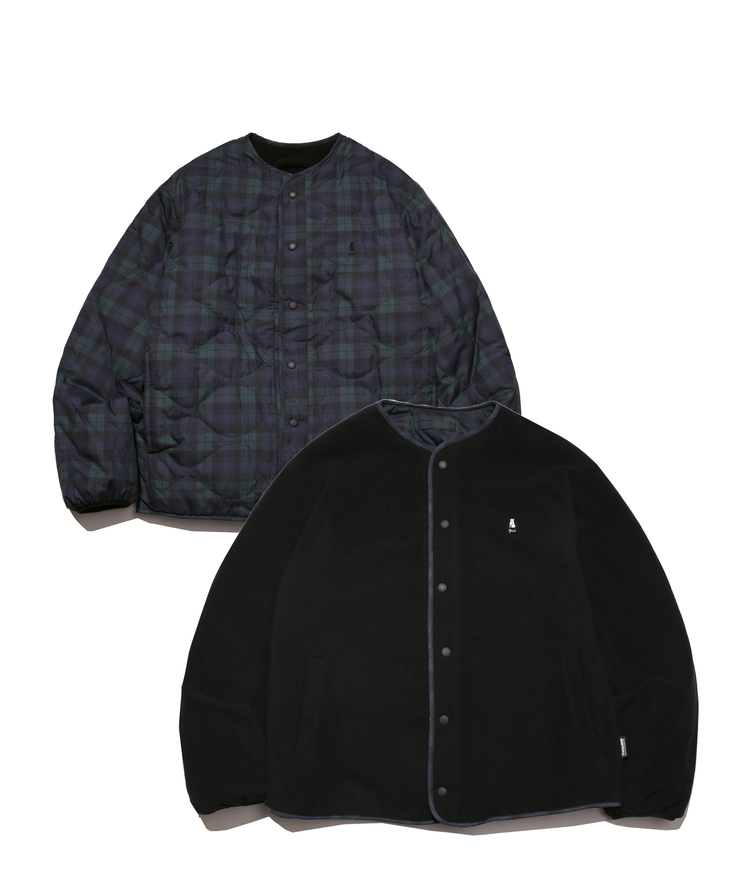 REVERSIBLE WARM UP QUILTING JACKET CHECK / BLACK