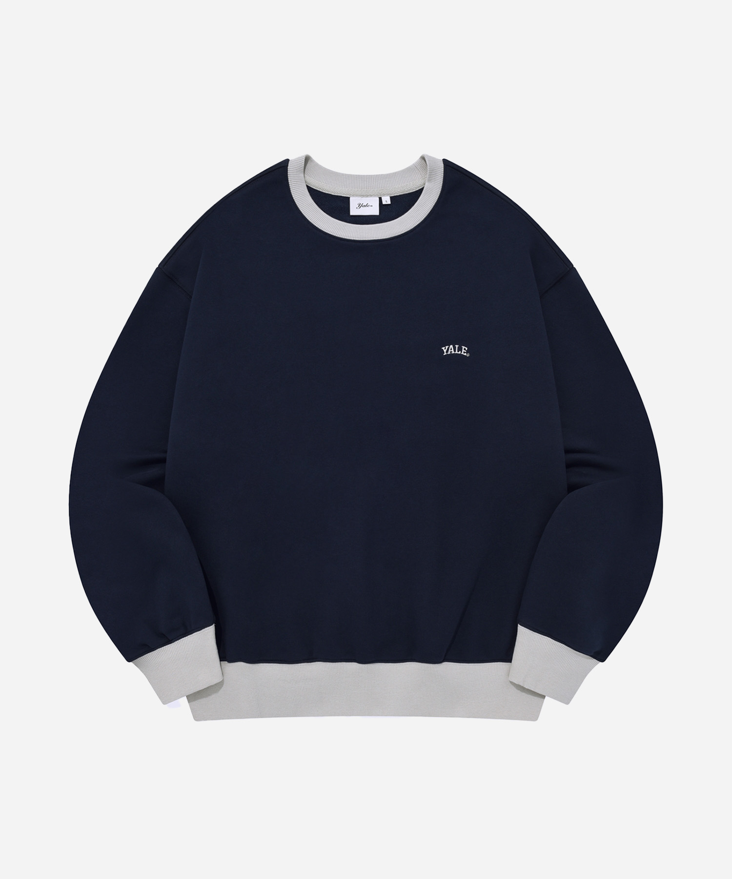[ONEMILE WEAR] SMALL ARCH BASIC CREWNECK NAVY / GREIGE