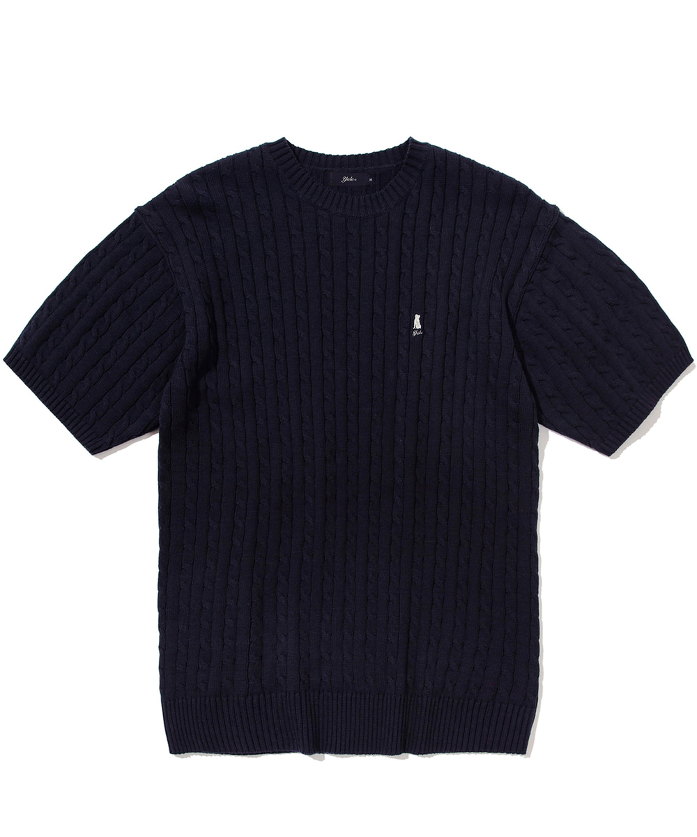 HERITAGE DAN CABLE KNIT TEE NAVY