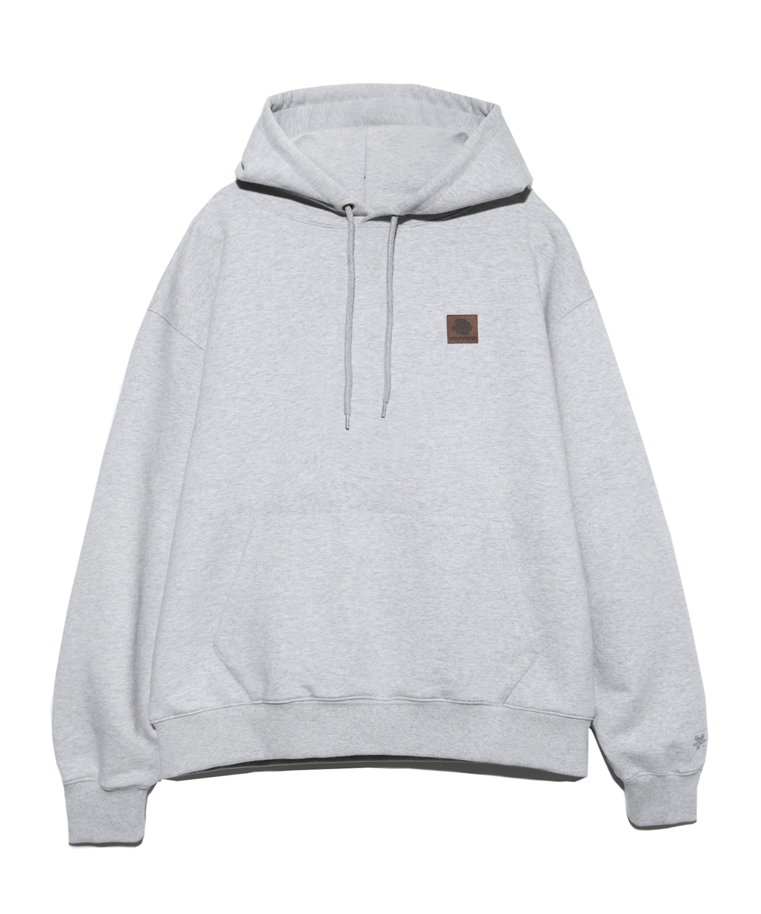 LEATHER LABEL HOODIE GRAY