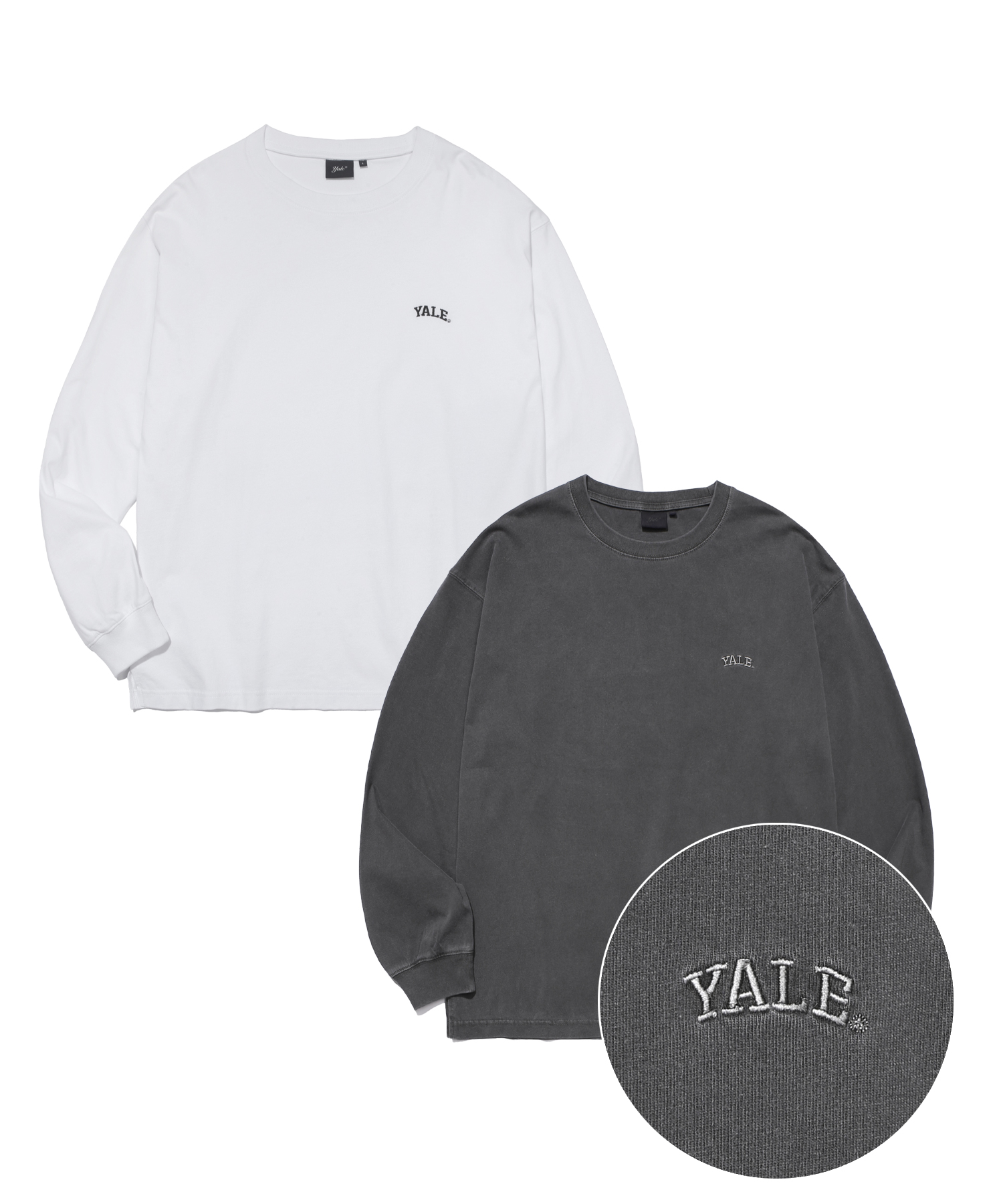 [ONEMILE WEAR] 2PACK SMALL ARCH LS WHITE / PG CHARCOAL