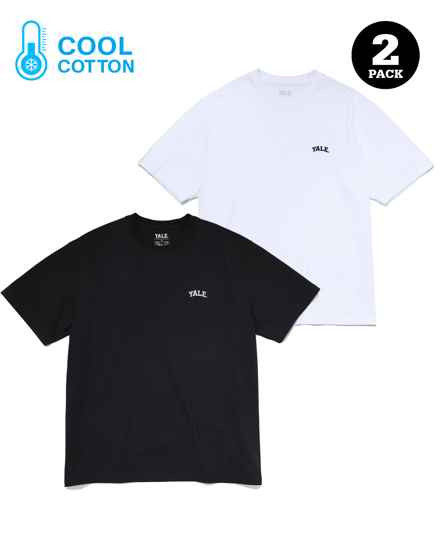 [COOL COTTON] 2PACK SMALL ARCH LOGO TEE WHITE / BLACK