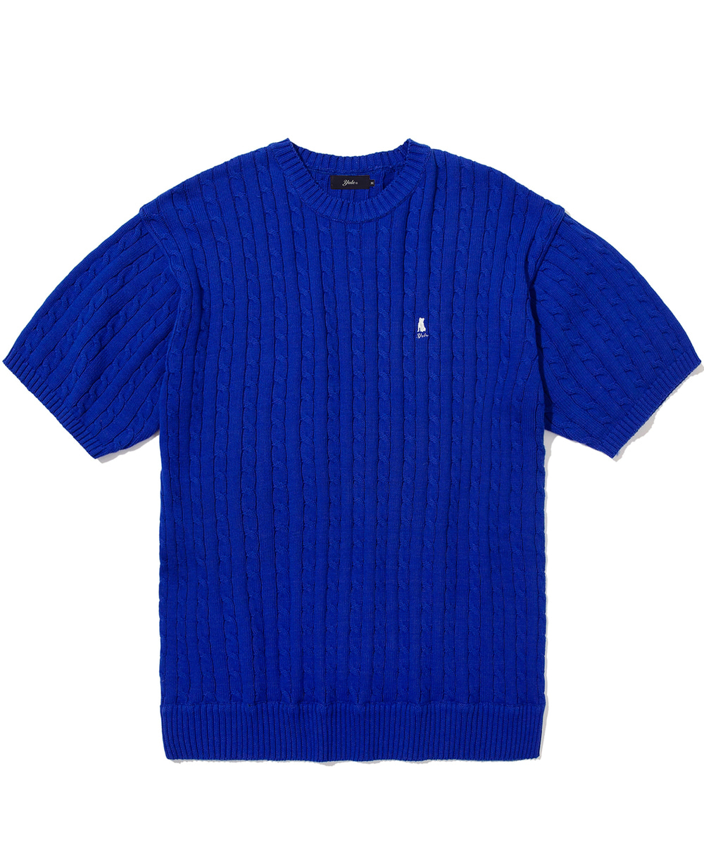 HERITAGE DAN CABLE KNIT TEE BLUE