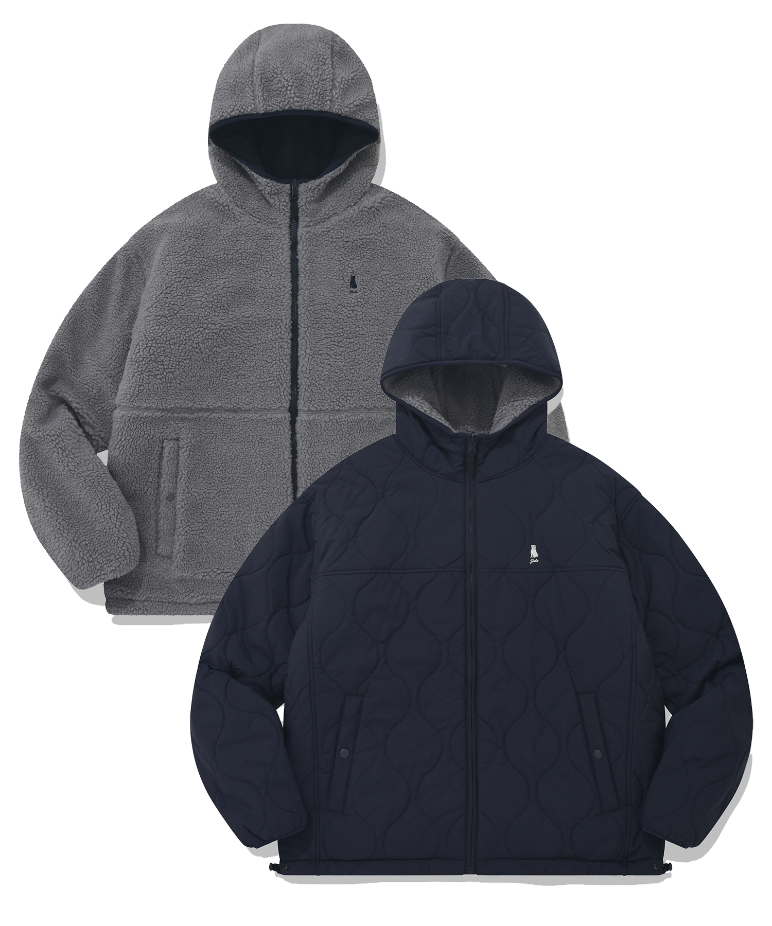 QUILTED BOA REVERSIBLE PARKA GRAY / NAVY