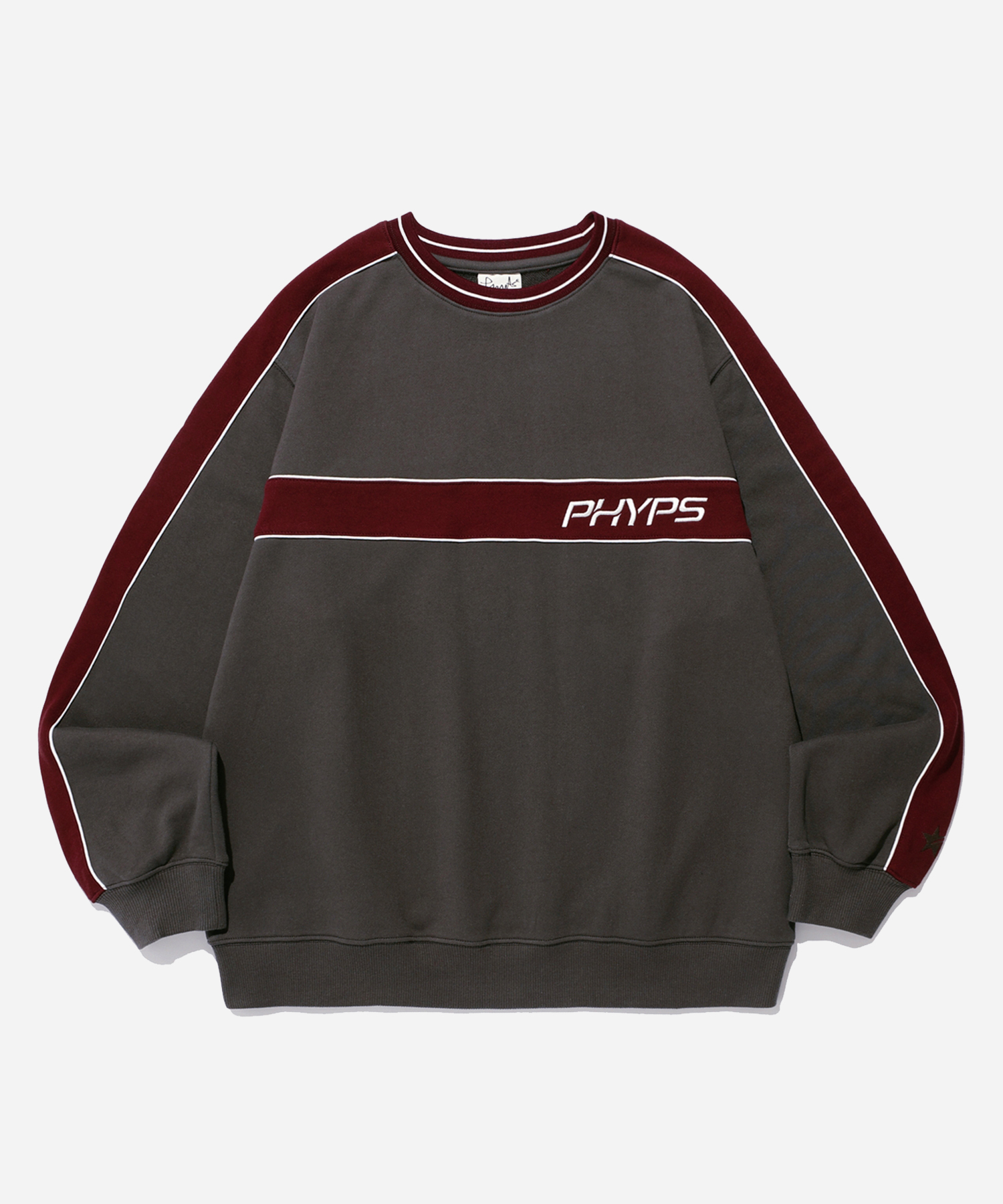 PIPING COLOR BLOCK CREWNECK RED CHARCOAL