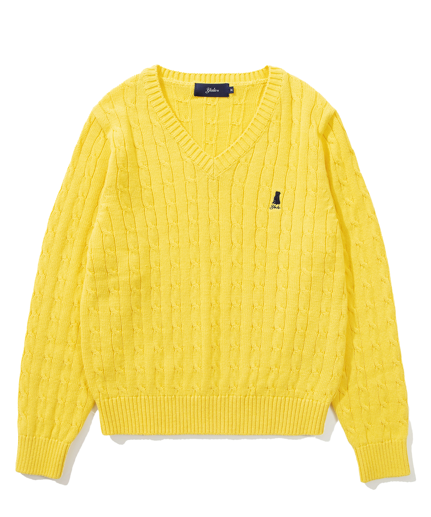 WOMENS HERITAGE UNIVERSITY DAN V NECK CABLE KNIT YELLOW
