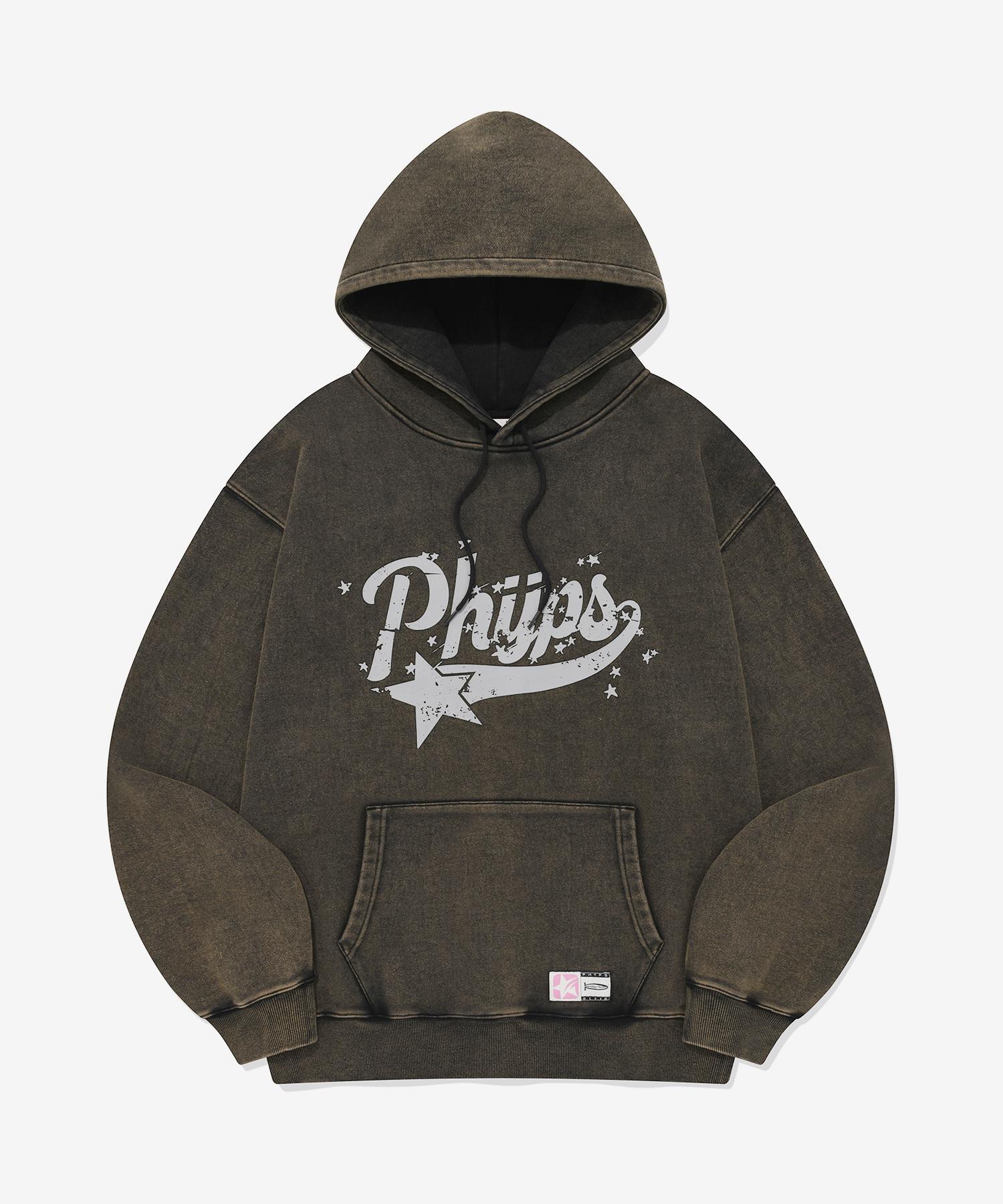 ◆Phyps Department◆ Scatter Startail Hood_Oatmeal SCATTER STAR TAIL HOODIE DYING BLACK - PHYPS HOME