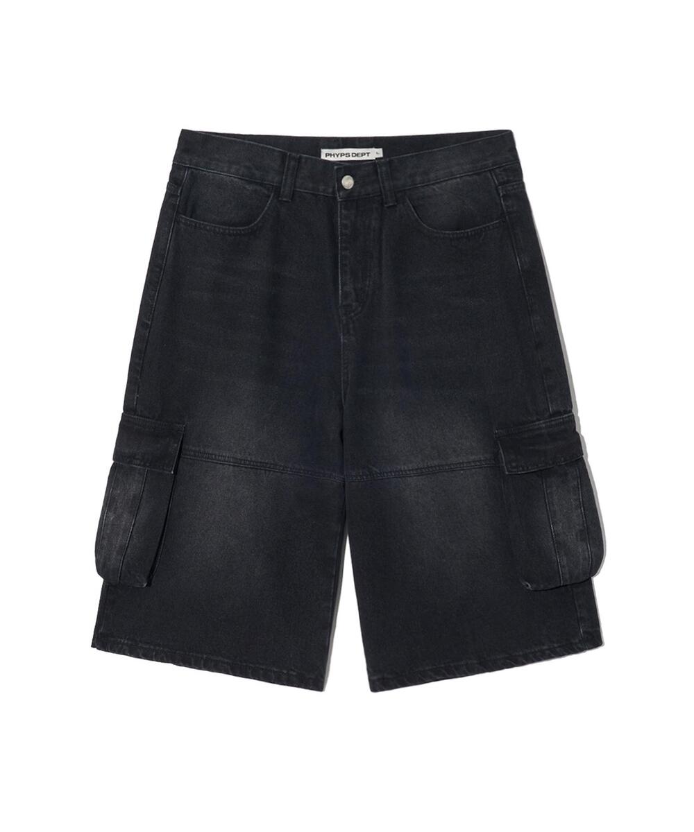 ★ Phyps Department★ Bermuda Cargo Denim Pants Black PFM1D Bermuda Cargo Denim Pants_Black - PHYPS HOME