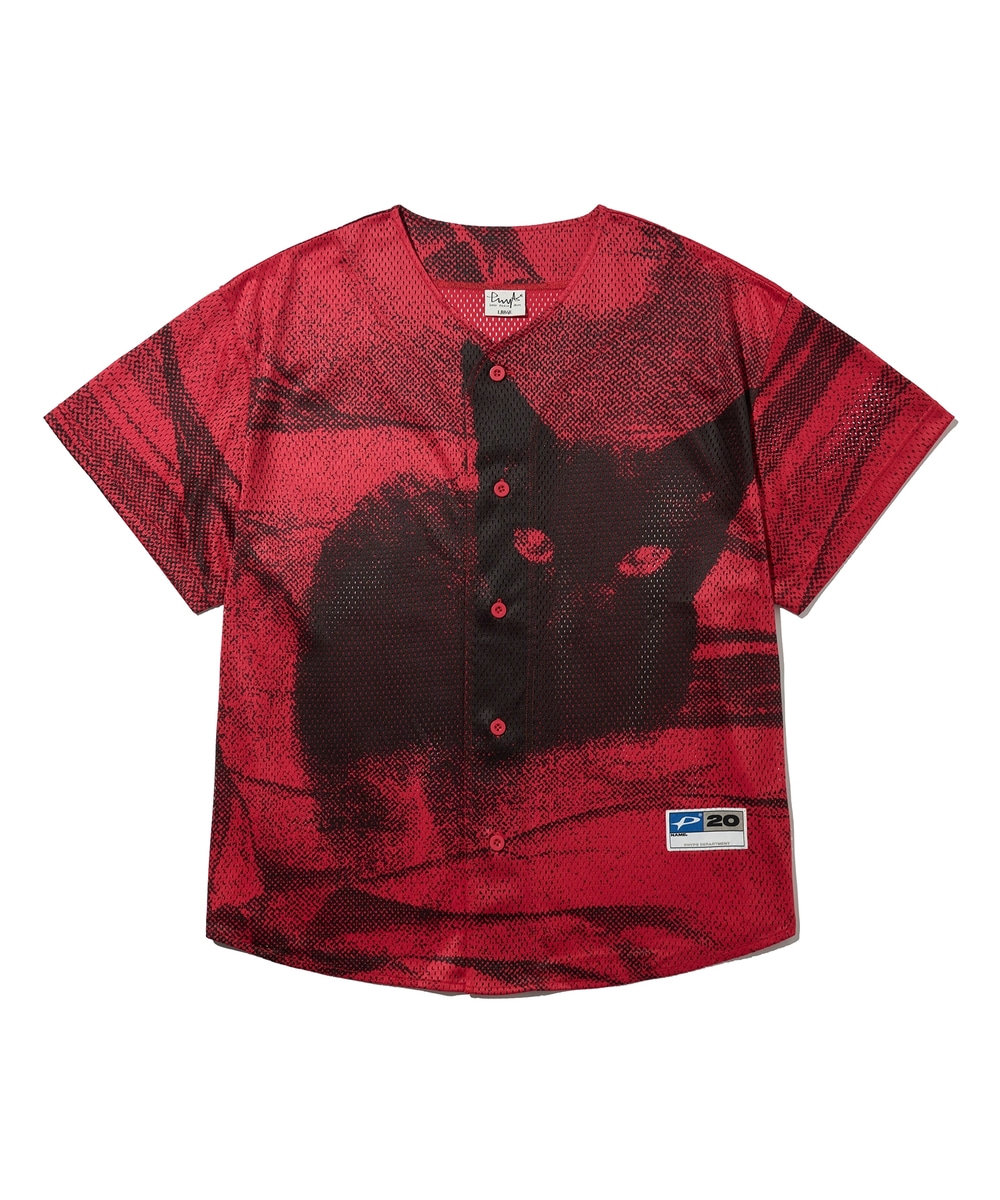 ★ Phyps Department★ Neko Baseball Uniform Mesh Short Slee Neko Baseball Uniform Mesh Short Sleeve T-shirt_Red - PHYPS HOME