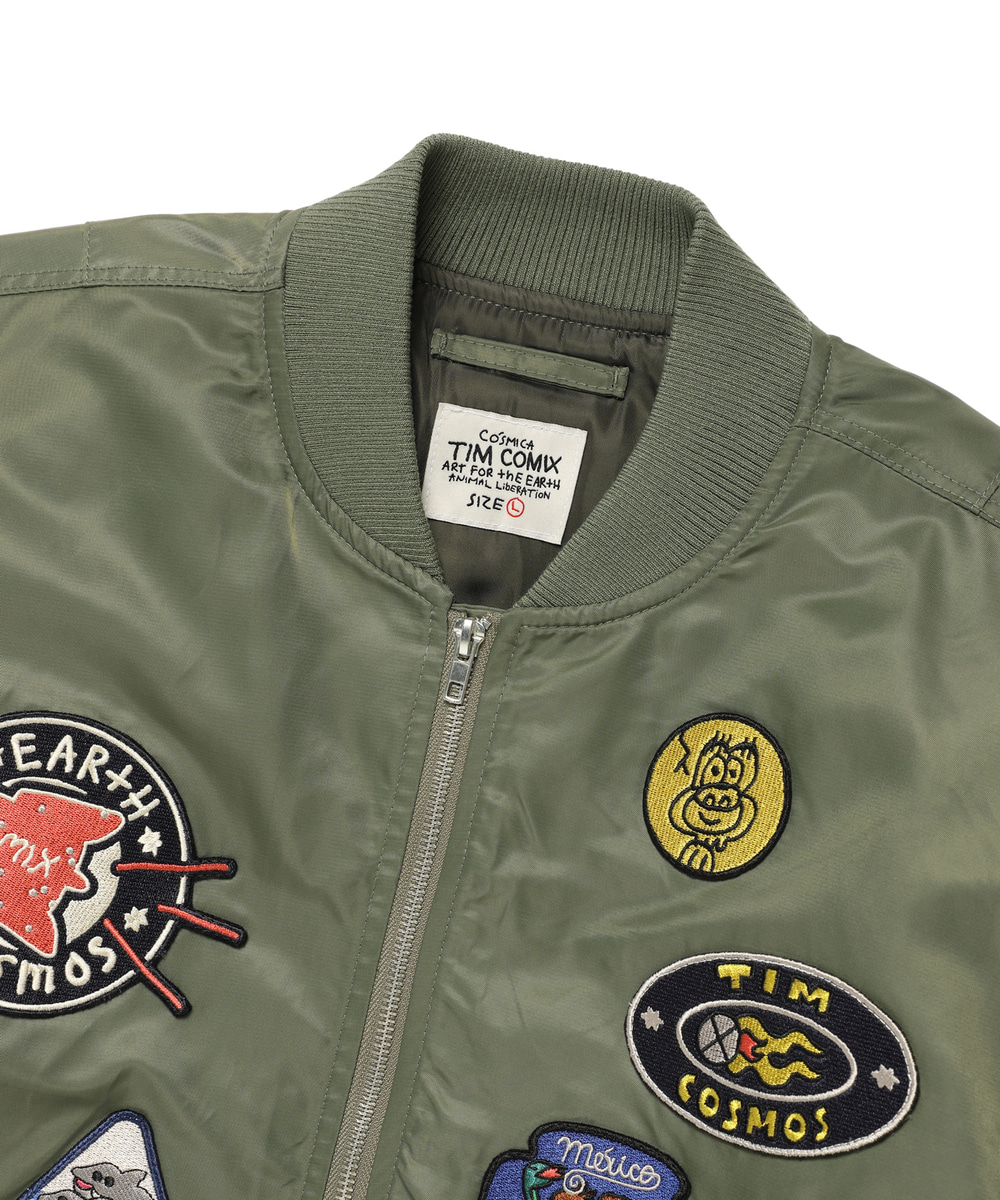 TIM COSMOS PATCH MA-1 JACKET KHAKI - PHYPS HOME