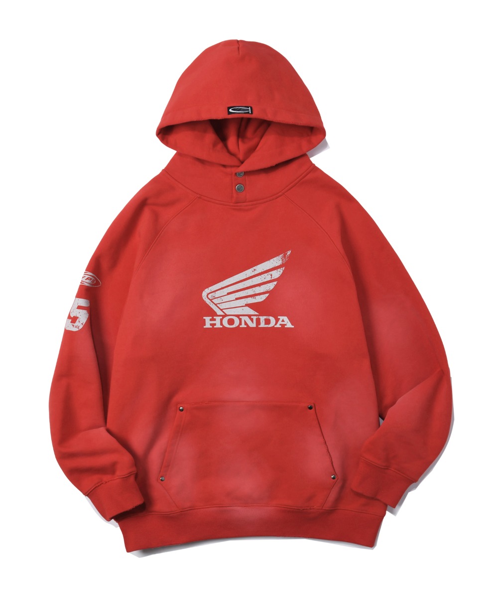 パーカー・フーディ HONDA MOTORCYCLE KOREA Silky Boa Wing logo Hoodie ZipupOatme Honda Wing Hooded Pullover Sweatshirt