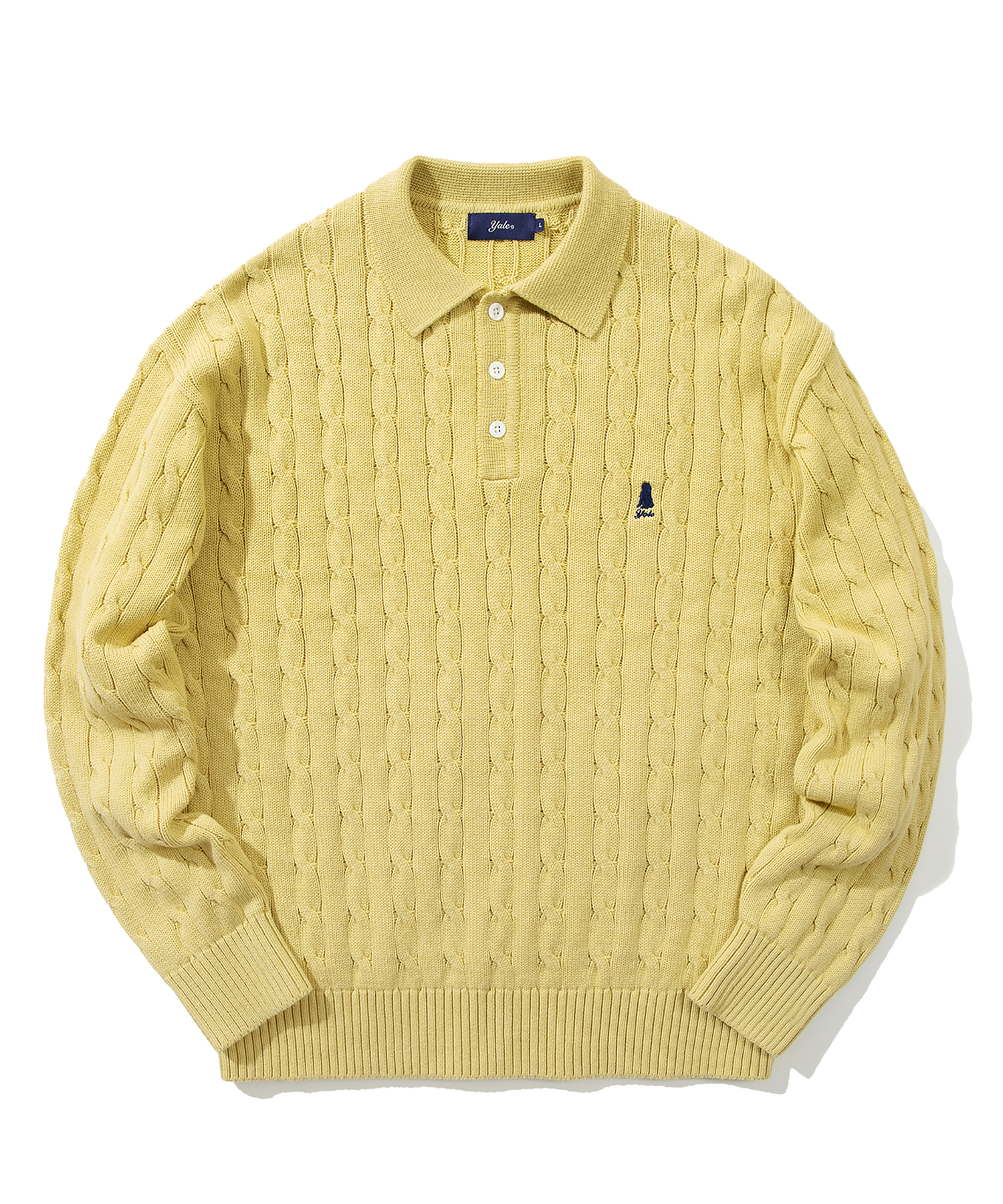 ☆YALE☆ HERITAGE DAN CABLE SHORTSLEEVE ROUND KNIT CITRUS GR MUSINSA | YALE Women's Heritage Dan Cable Short Sleeve Round