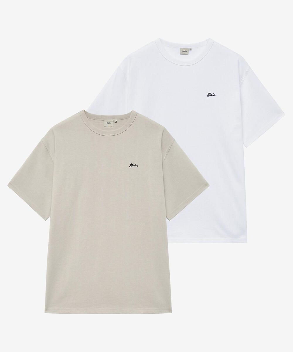 ☆YALE☆ 2PACK Regular Fit Snell Logo Short Sleeve T-Shirt B 2PACK] Heavyweight Snell Logo Short Sleeve T-shirt_White